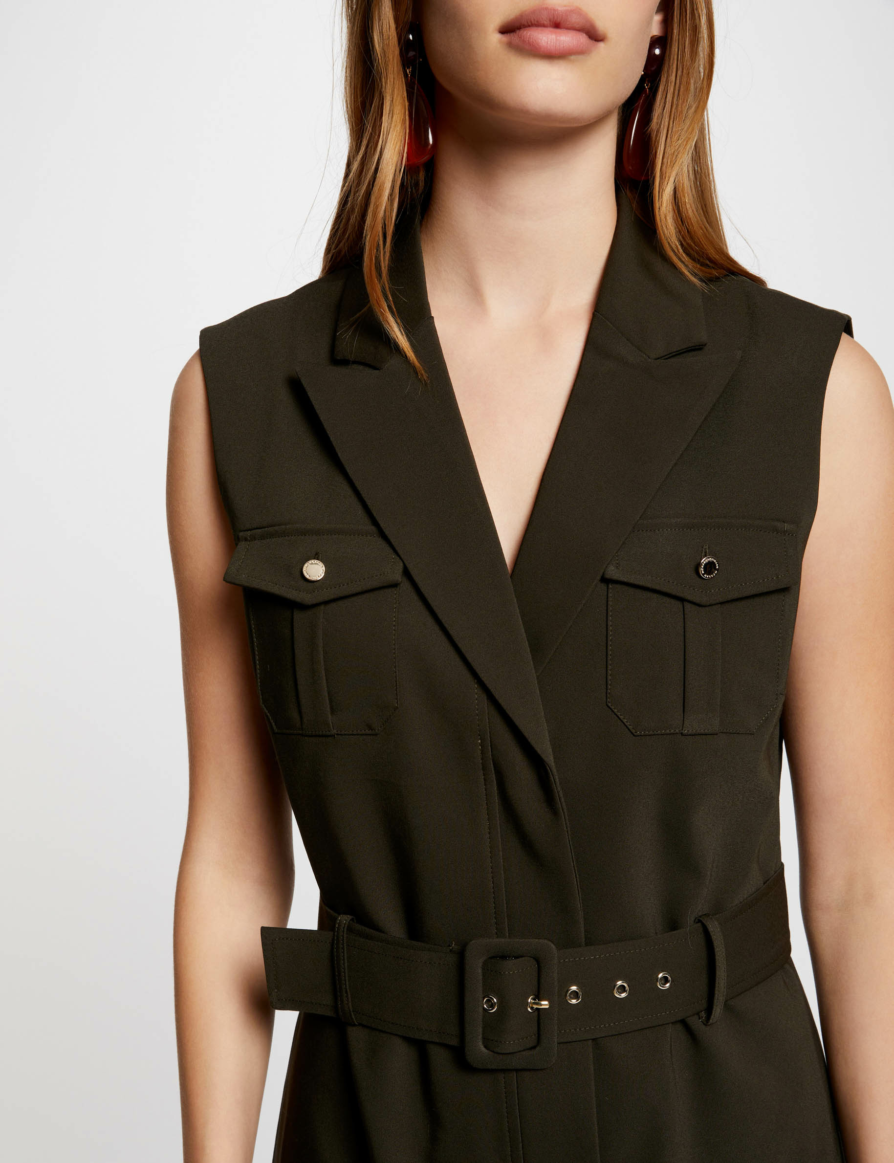 belted waisted mini dress dark green women Belted waisted mini dress dark green women