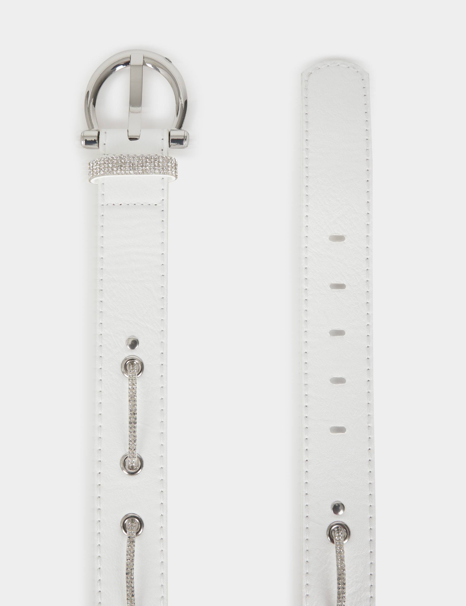 Belt with eyelets and rhinestones white ladies' Belt with eyelets and rhinestones white ladies'
