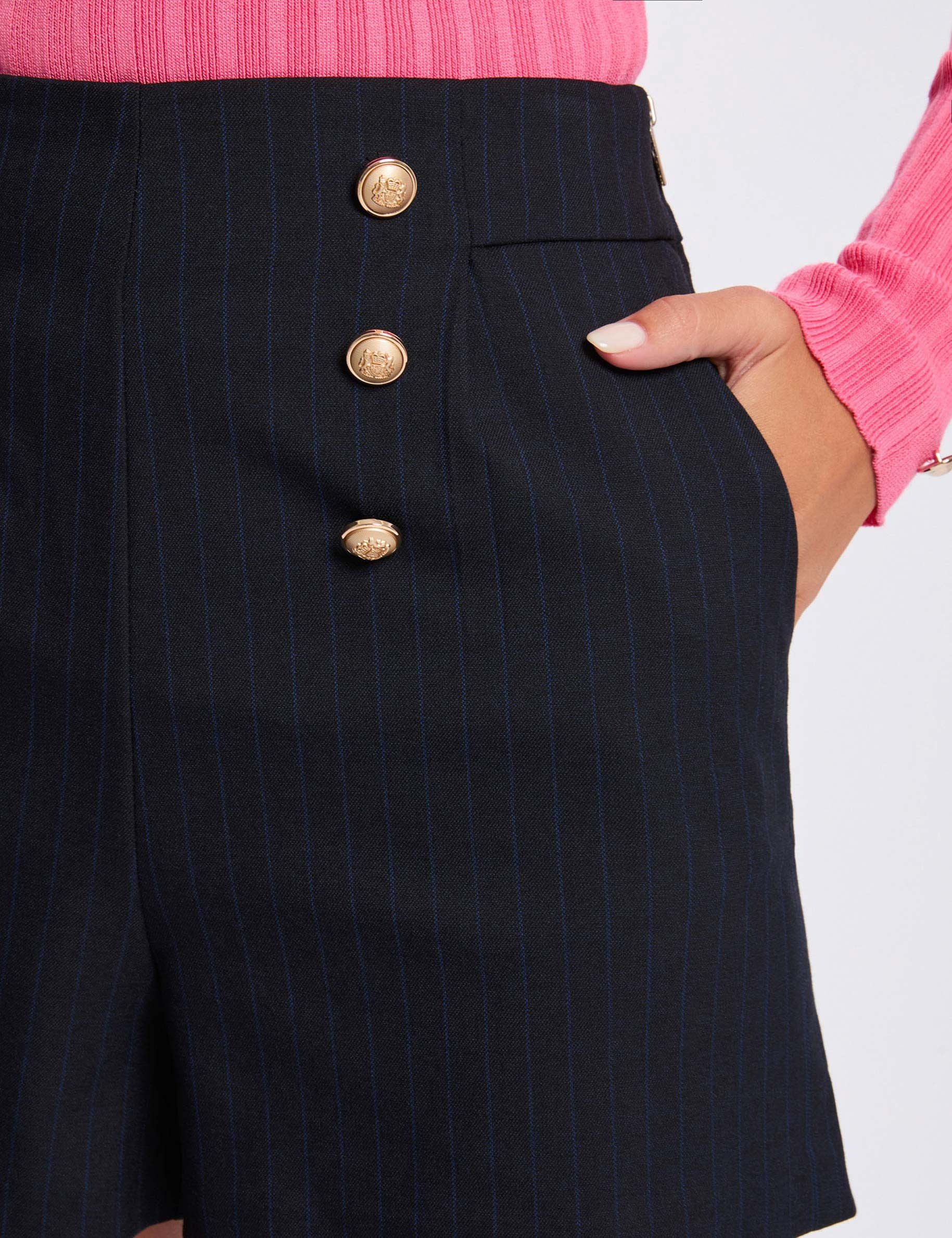 high waisted shorts with buttons navy blue women High-waisted shorts with buttons navy blue women