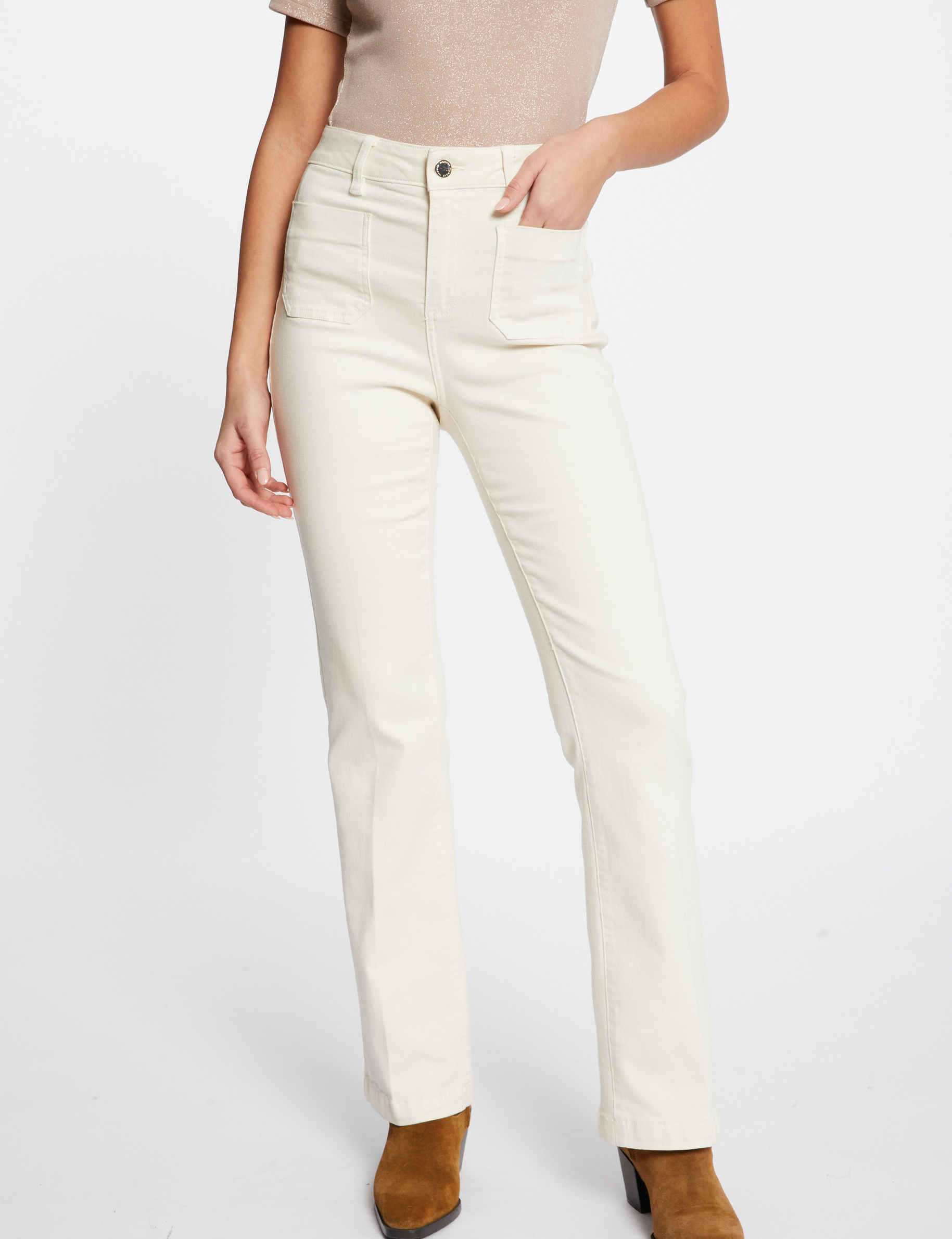 Straight trousers with darts ivory ladies'