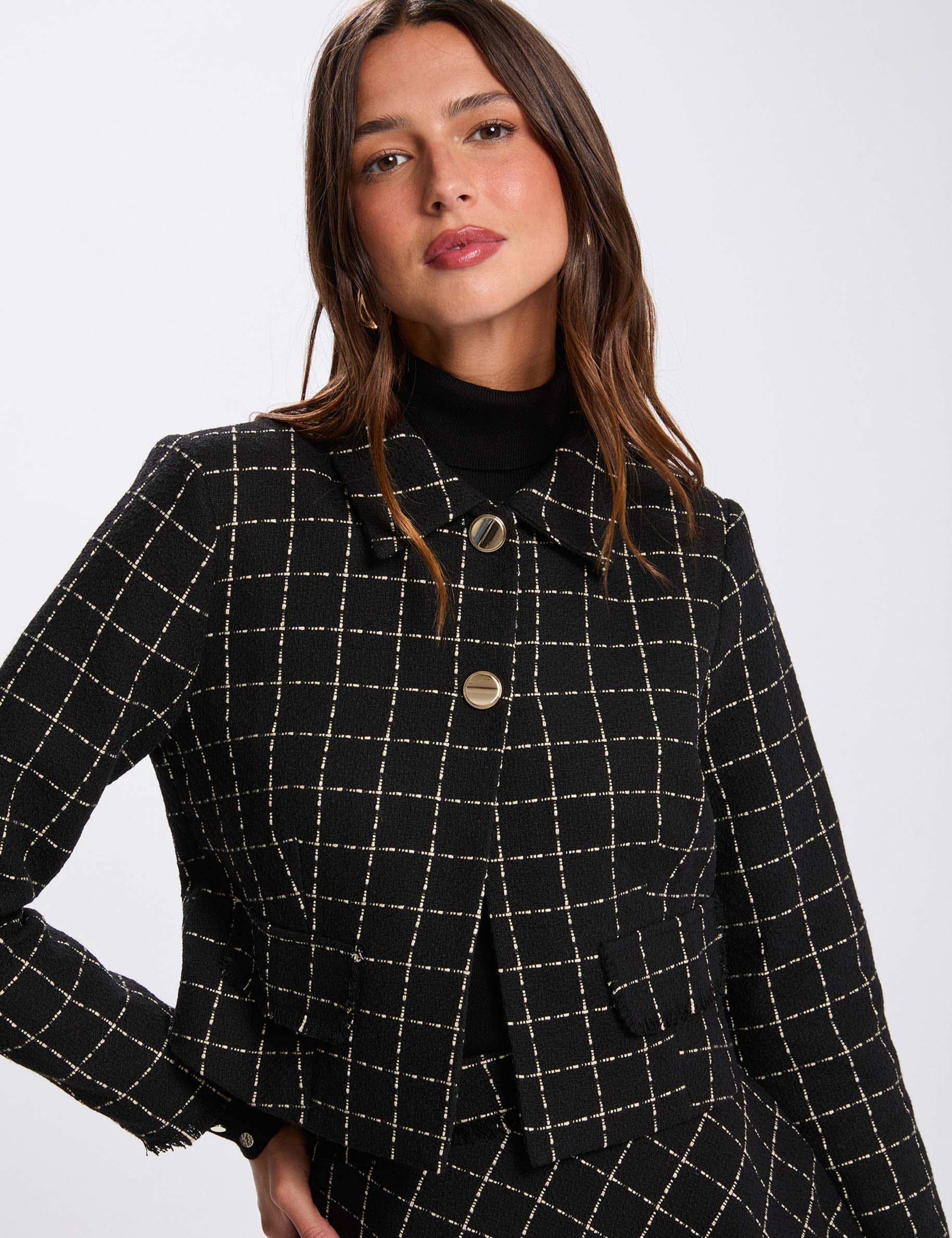 Fitted cropped jacket black women