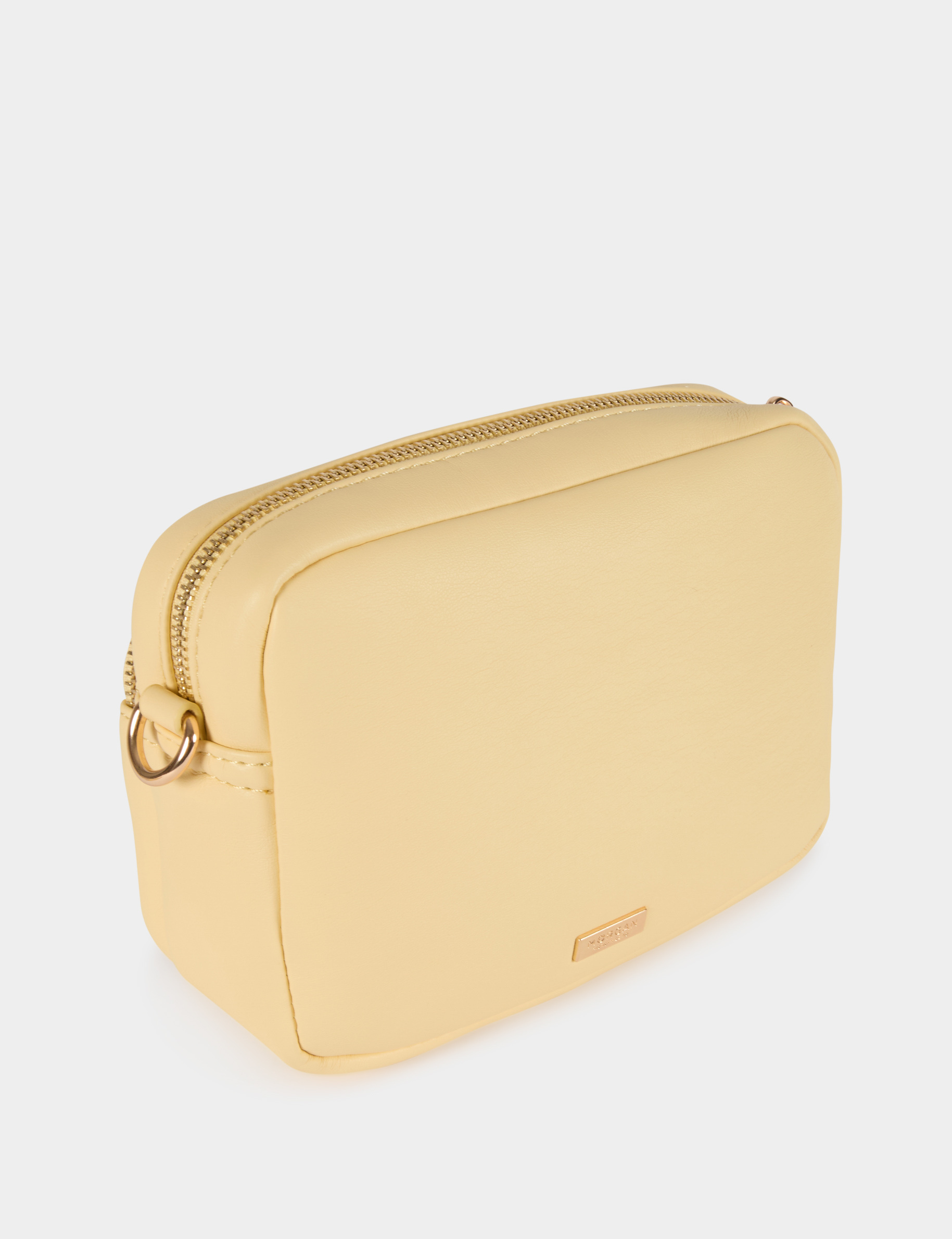 Crossbody faux leather bag pastel yellow women