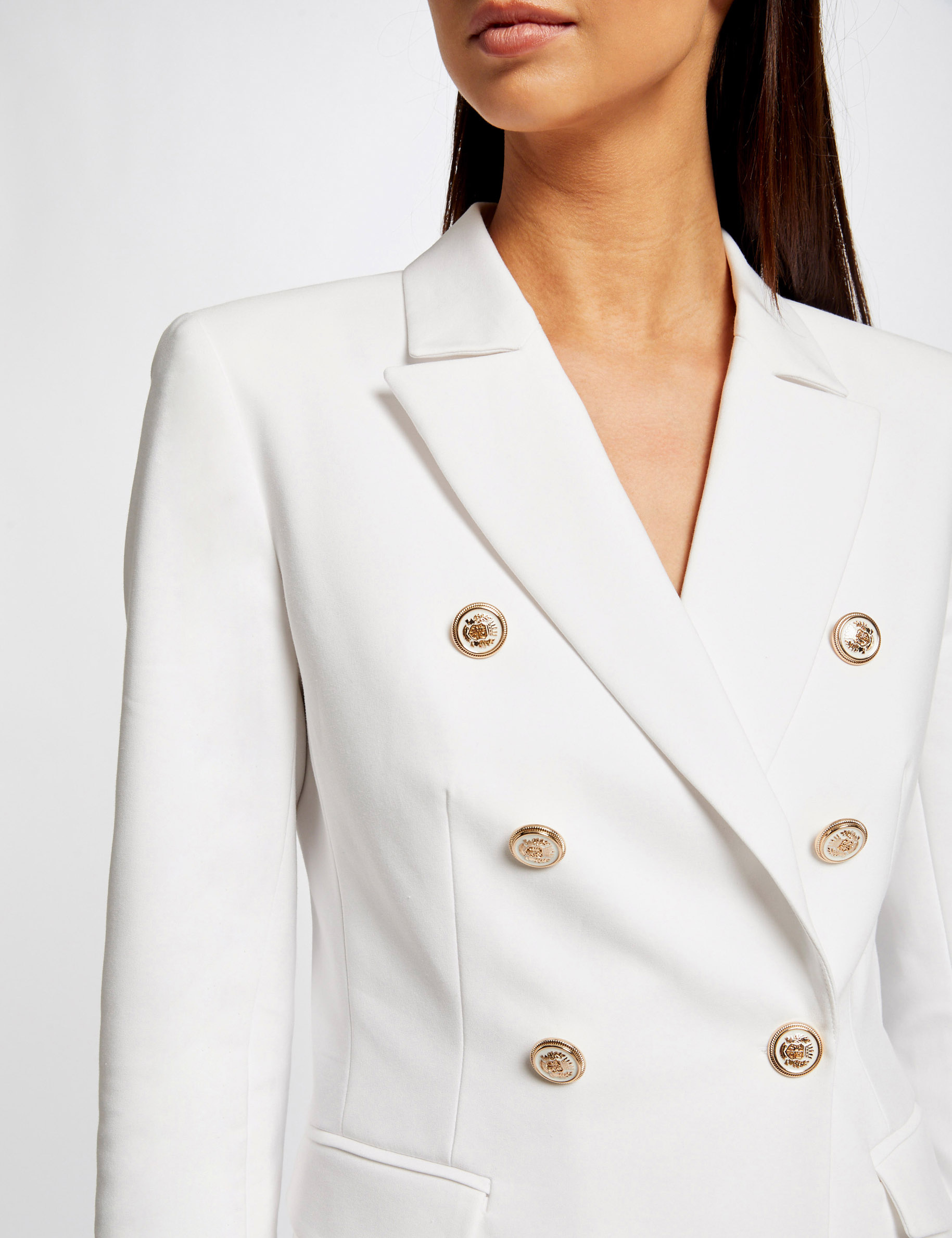 Waisted jacket with buttons ecru ladies' Waisted jacket with buttons ecru ladies'