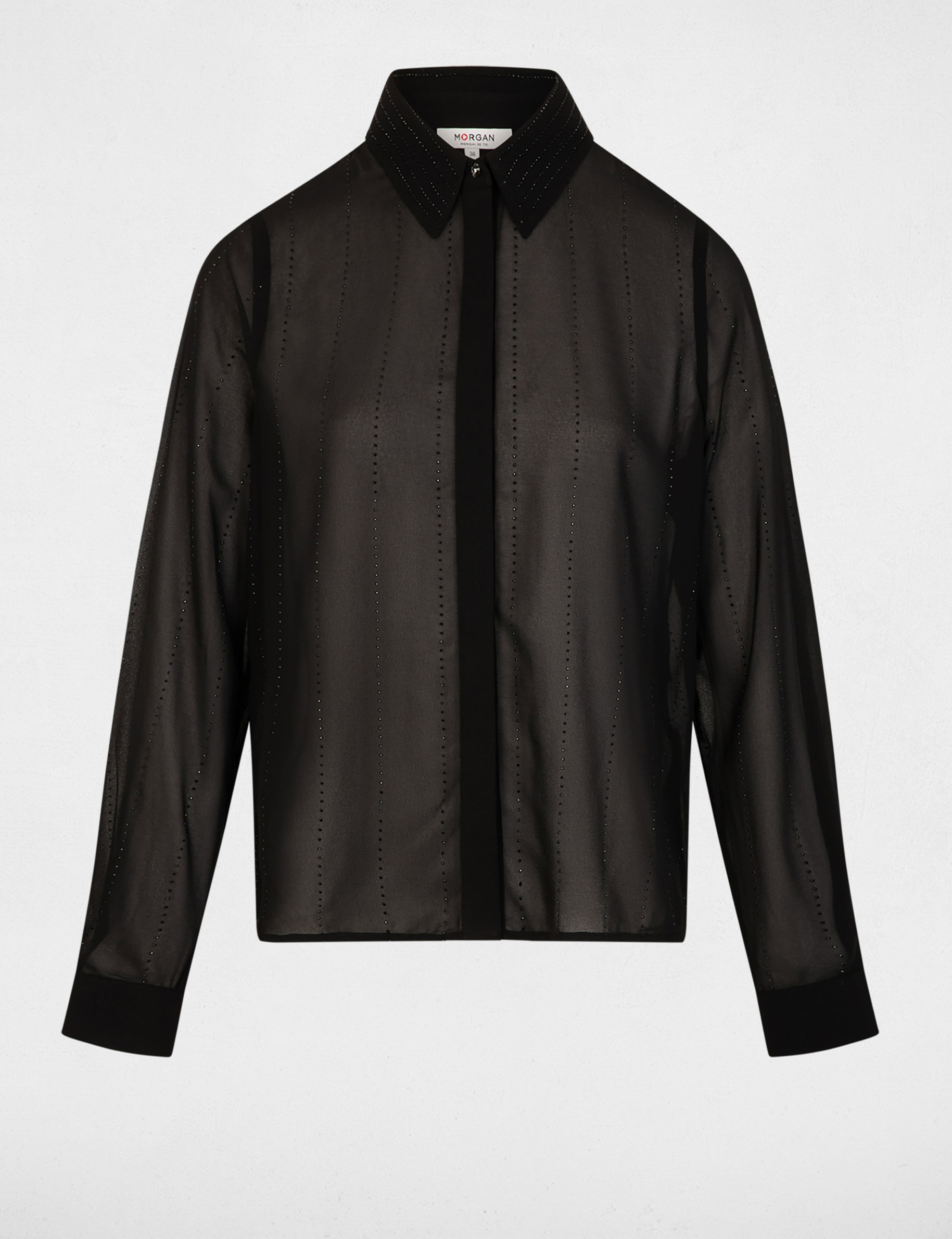 Straight shirt with rhinestones black women