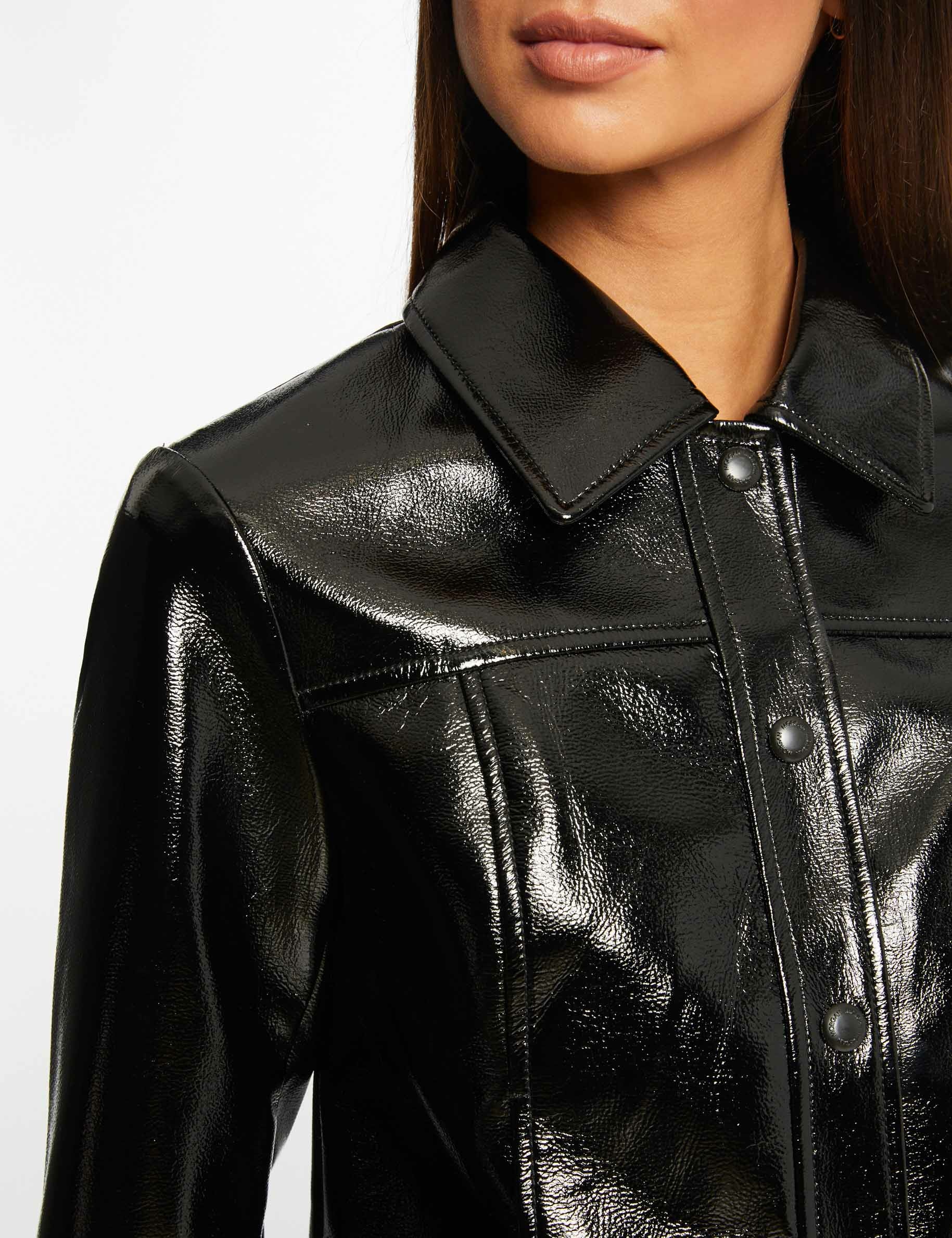 Patent Vinyl Jacket, Black, Faux Leather, UK Sizes 6 to14