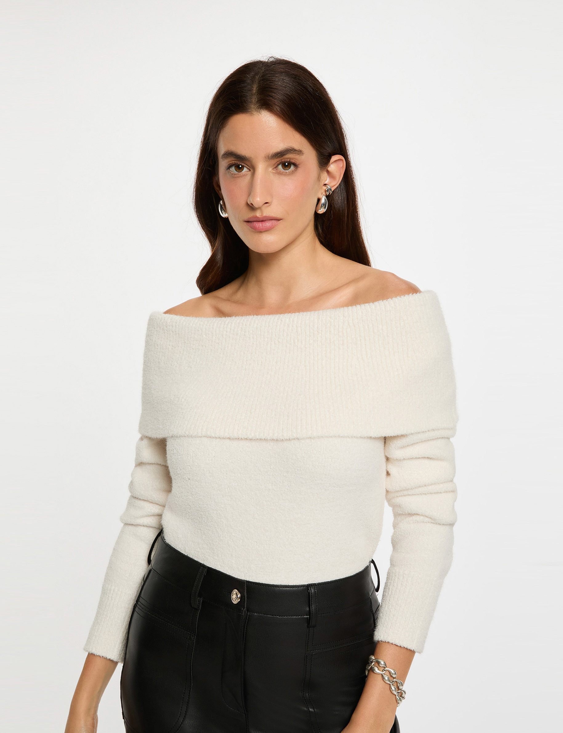 pull col bardot ivoire femme Pull col bardot ivoire femme