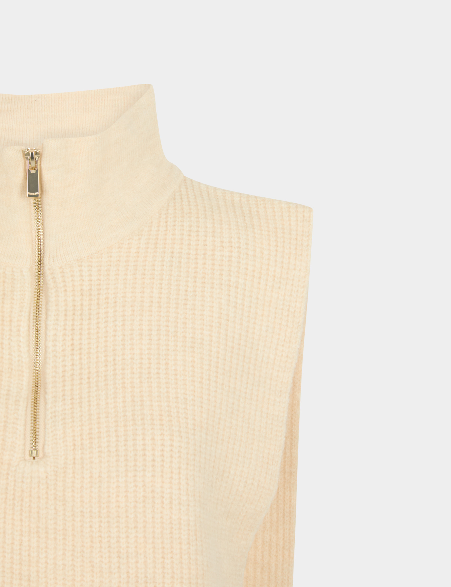 Zip-up poncho ivory women