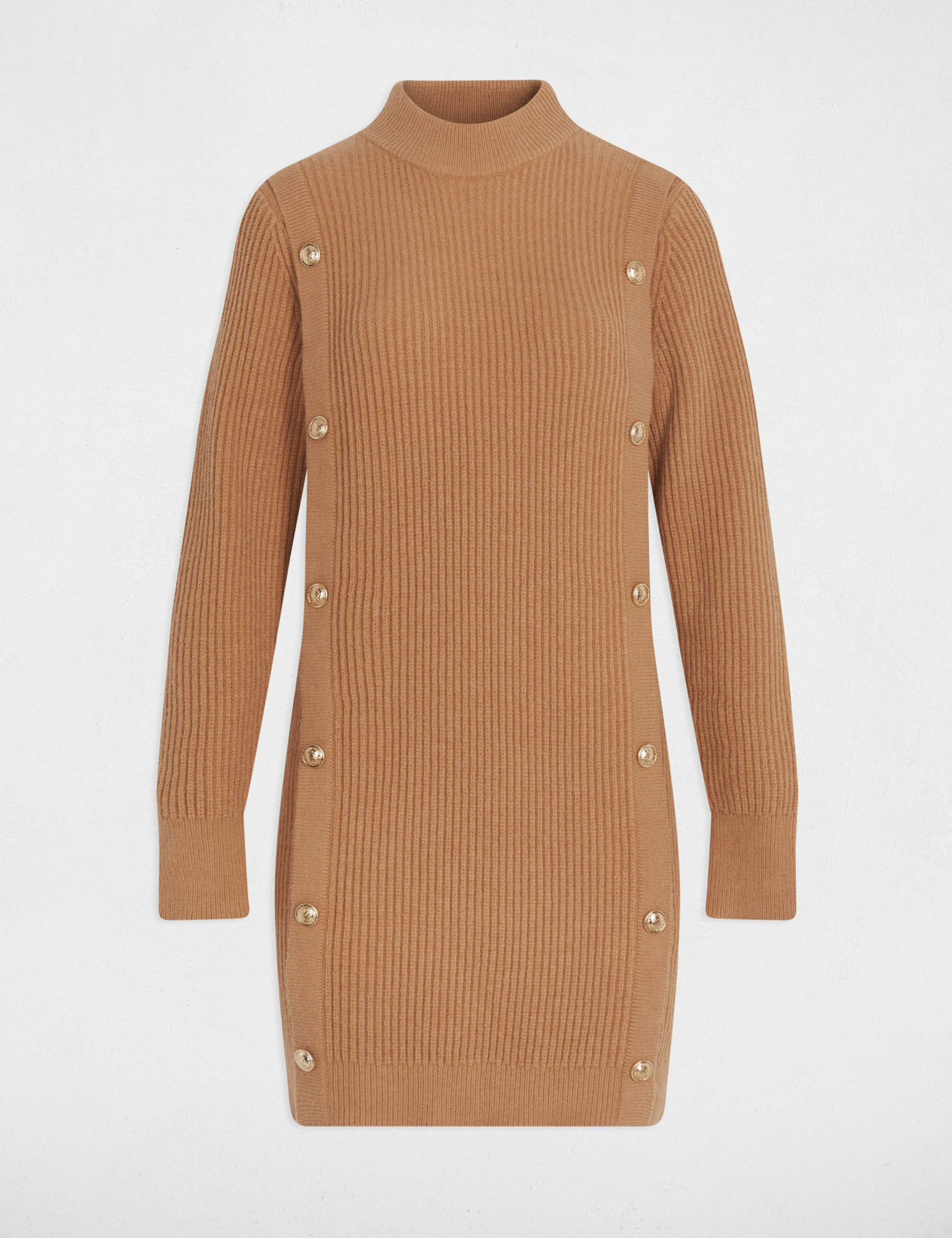 Knitted short dress beige women
