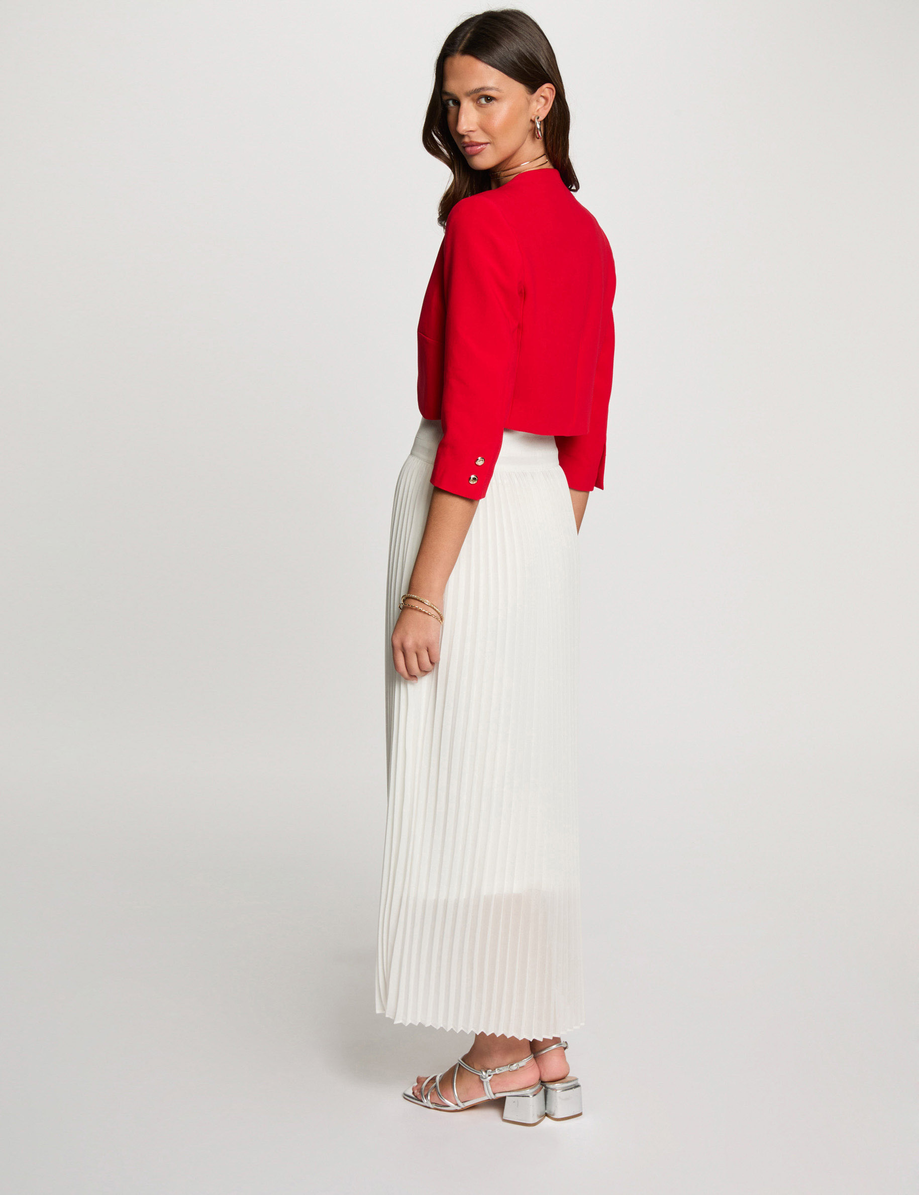 straight jacket with 34 length sleeves red women Straight jacket with 3/4-length sleeves red women