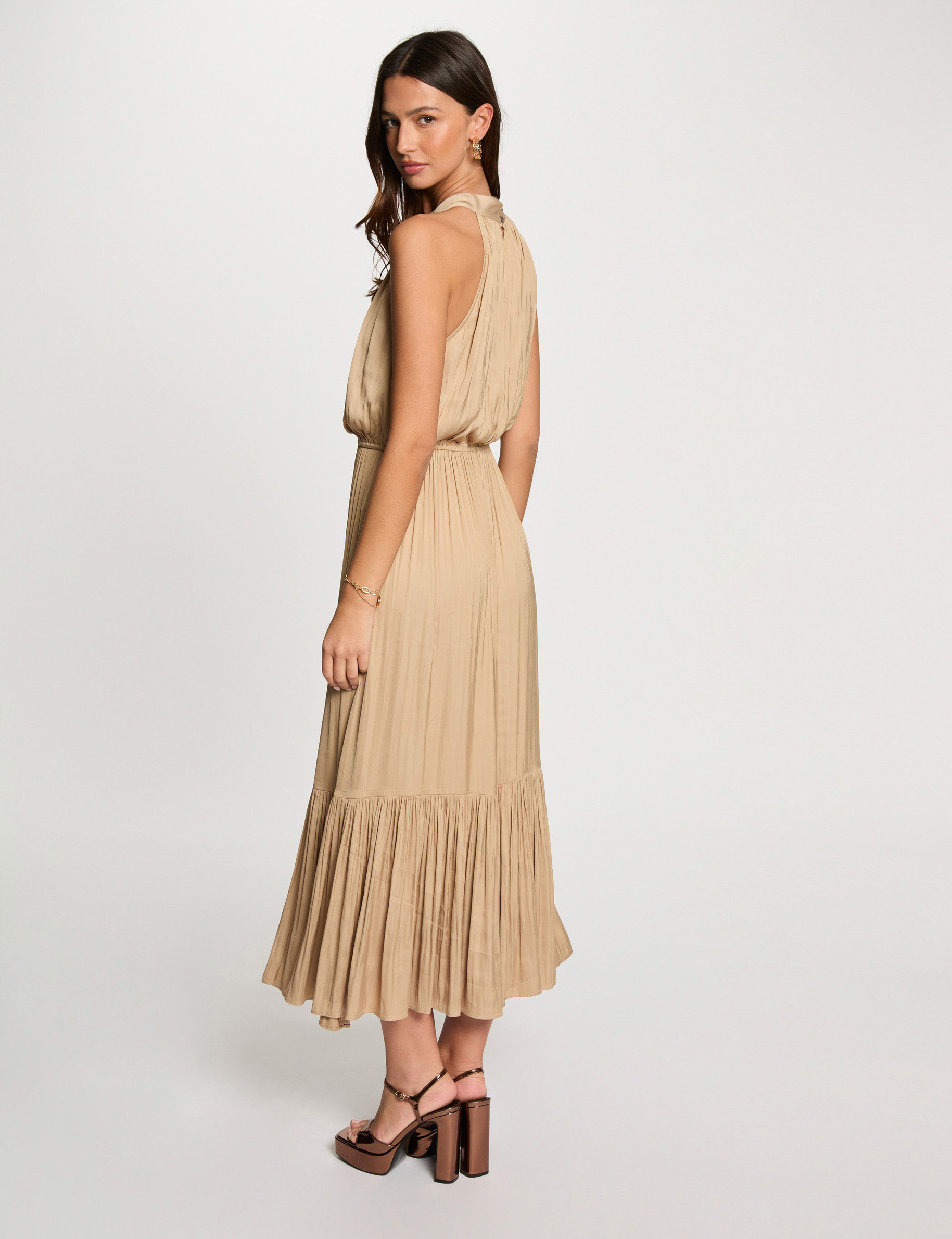 Maxi loose A-line dress beige women