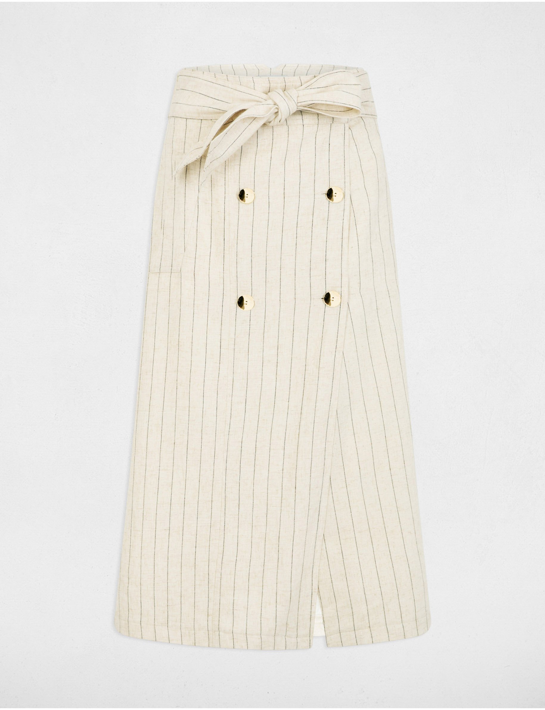 jupe midi rayee beige femme Jupe midi rayée beige femme