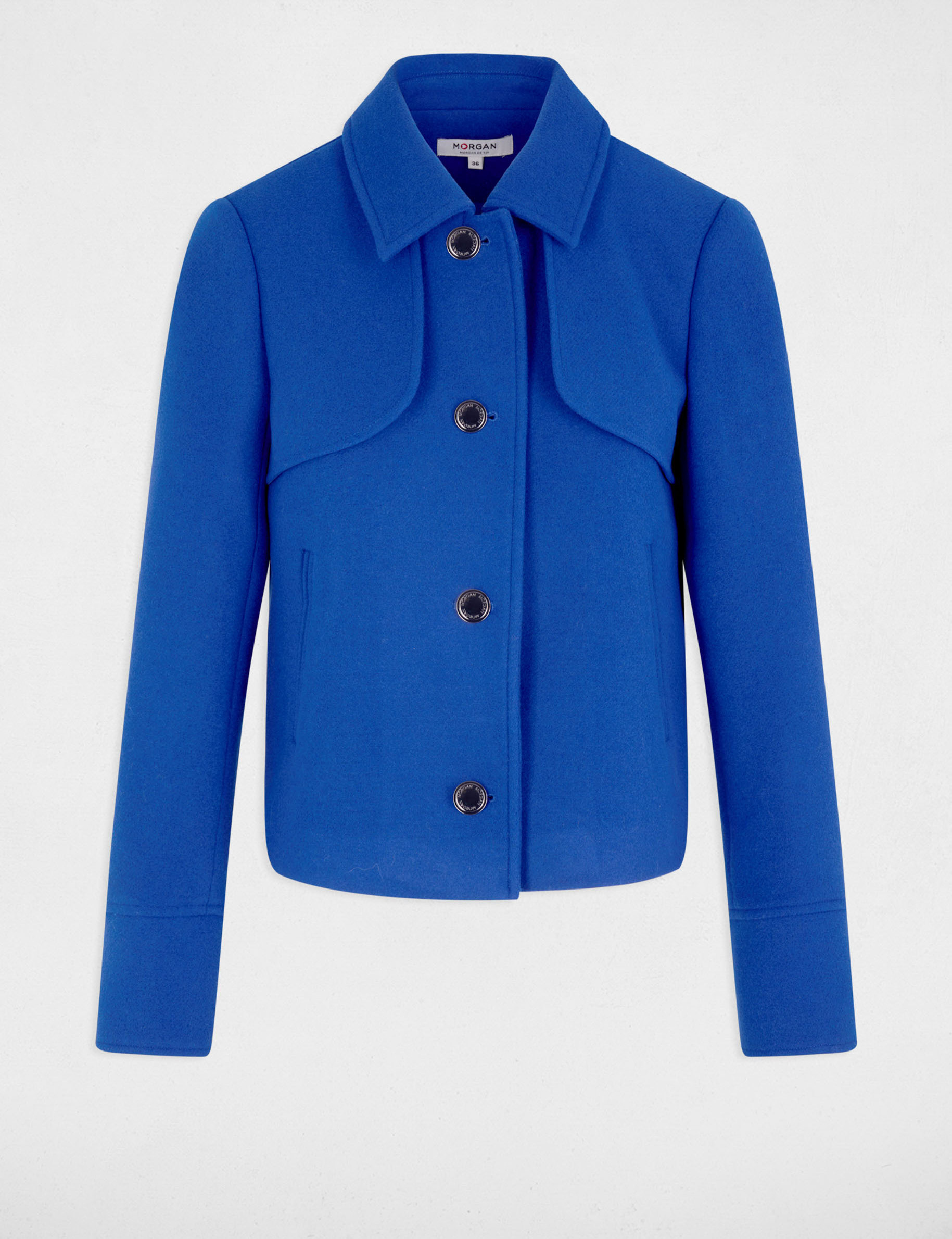 short buttoned coat blue women Short buttoned coat blue women