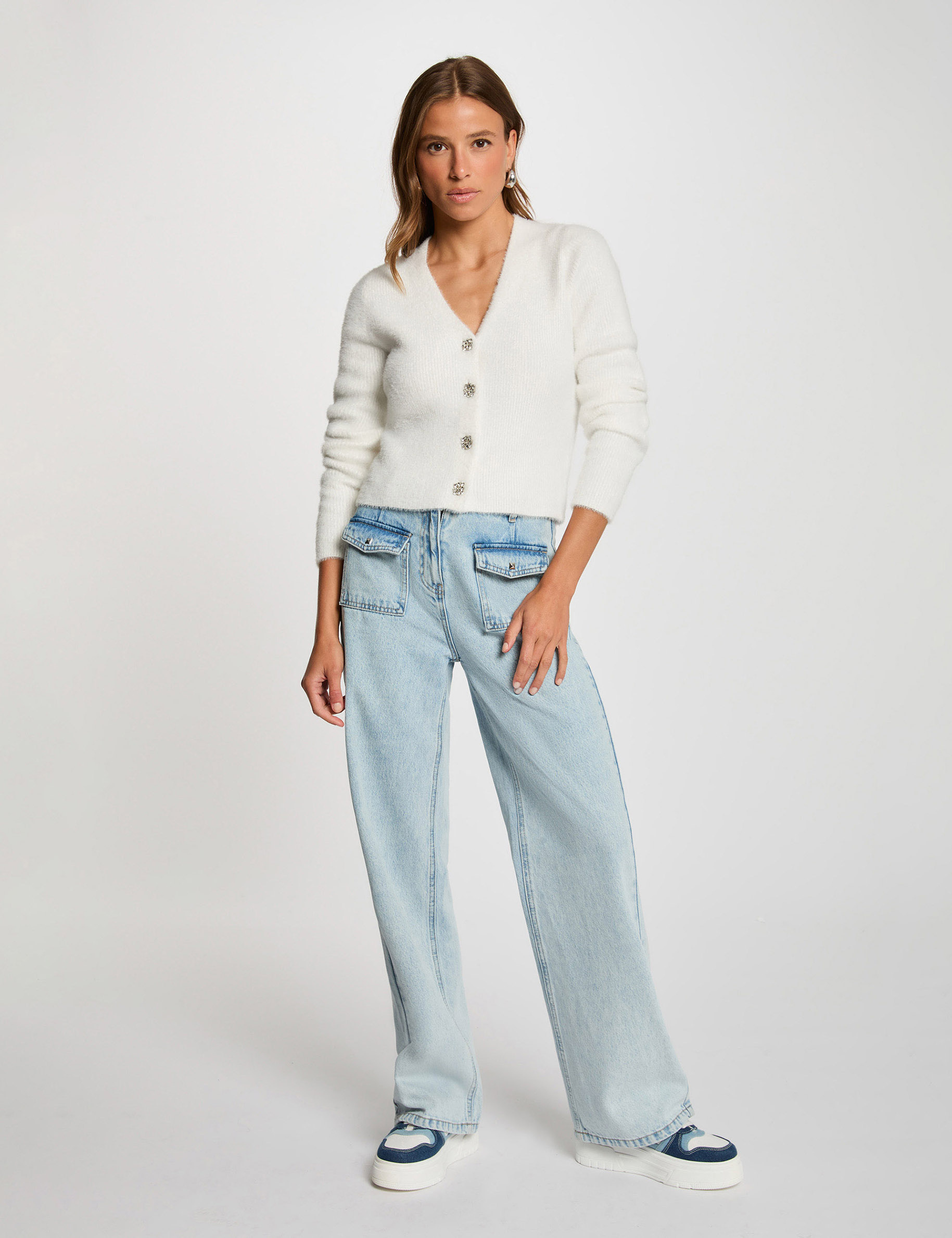 long sleeved cardigan white women Long-sleeved cardigan white women