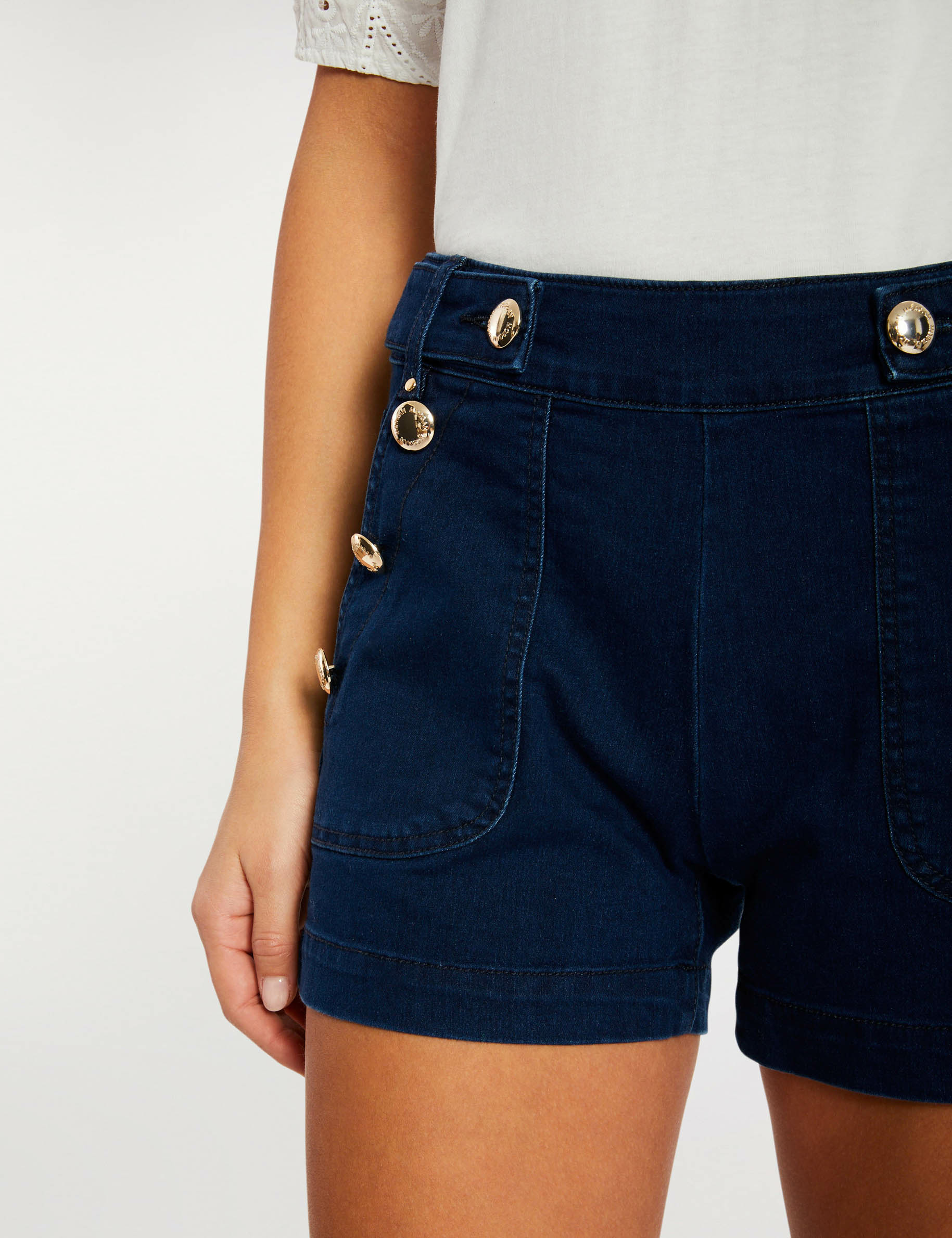 Fitted short with buttons raw denim ladies' Fitted short with buttons raw denim ladies'