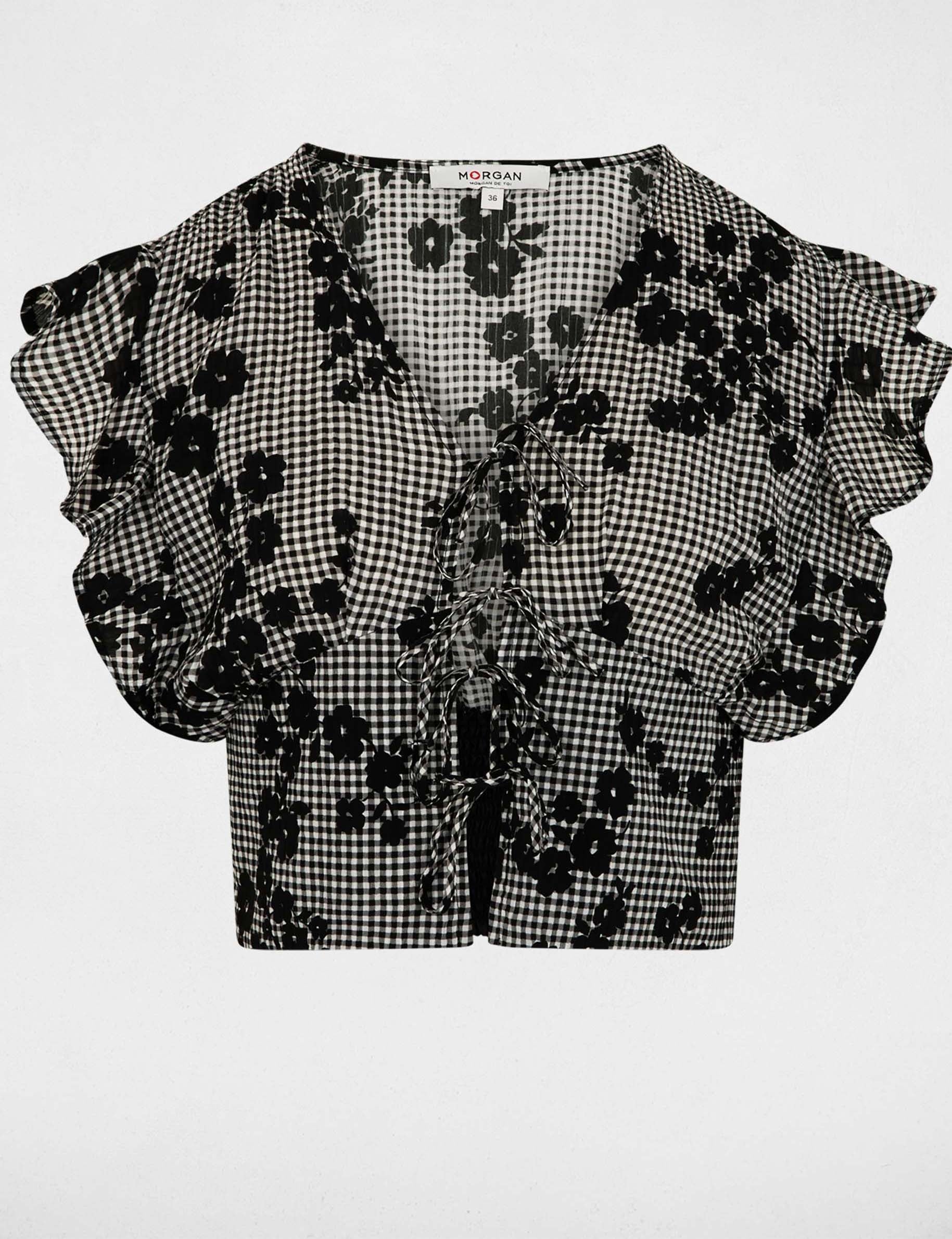 Printed V-neck shirt multicolor women