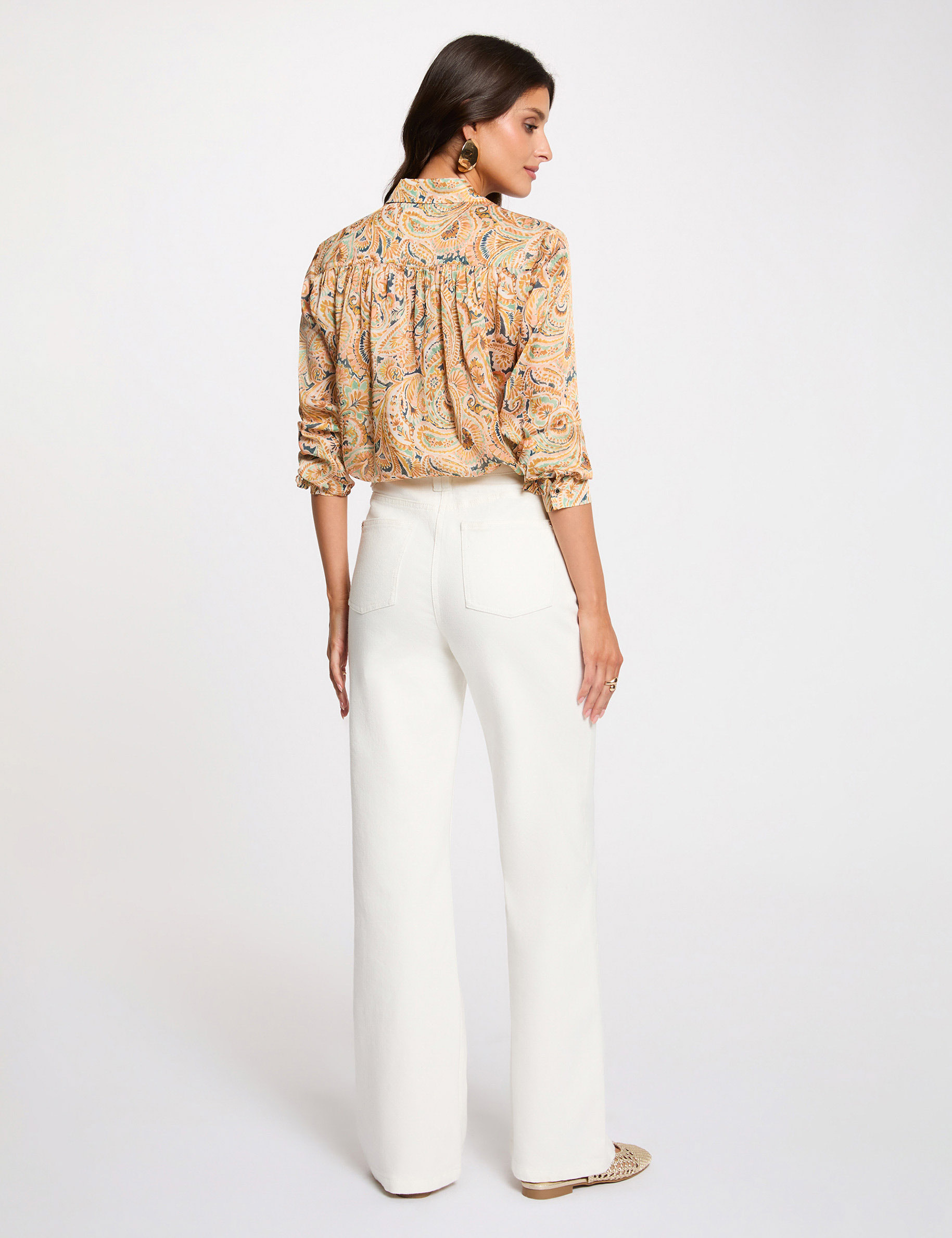 Satin top with lapel collar multicolor women