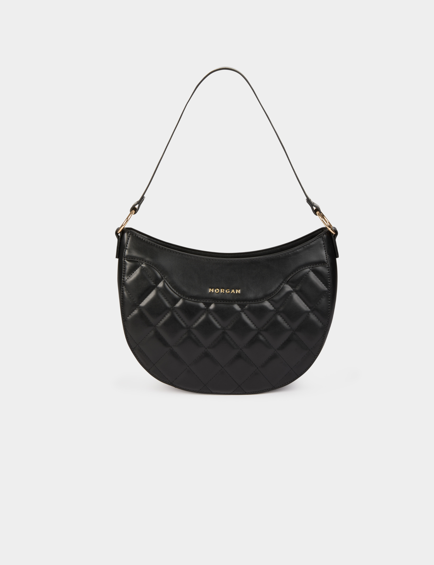quilted half moon bag black women Quilted half-moon bag black women