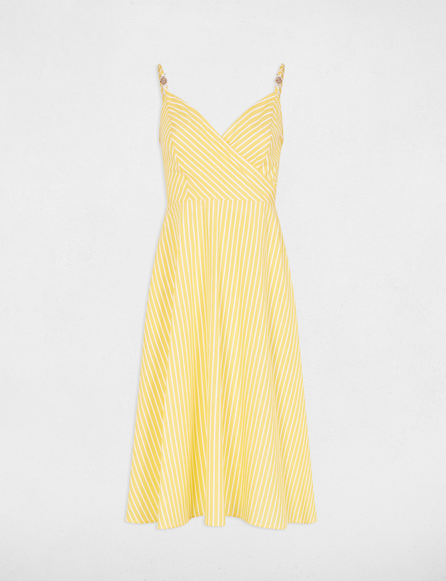 Striped wrap dress light yellow women | Morgan