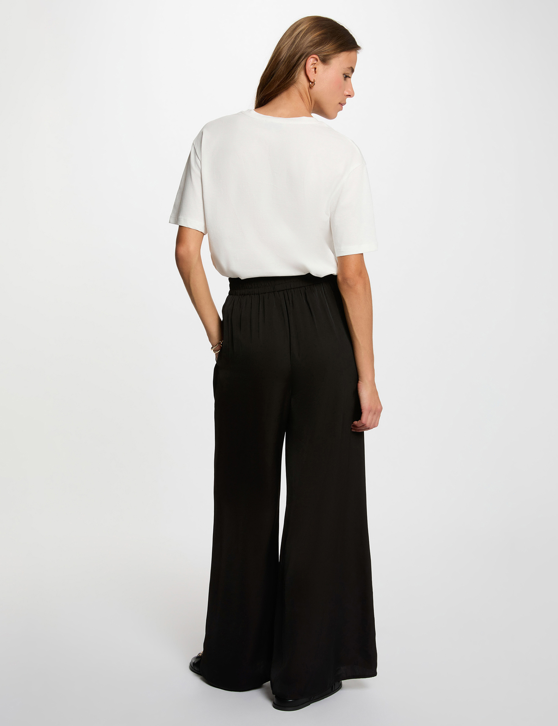 Flowy wide-leg trousers black women