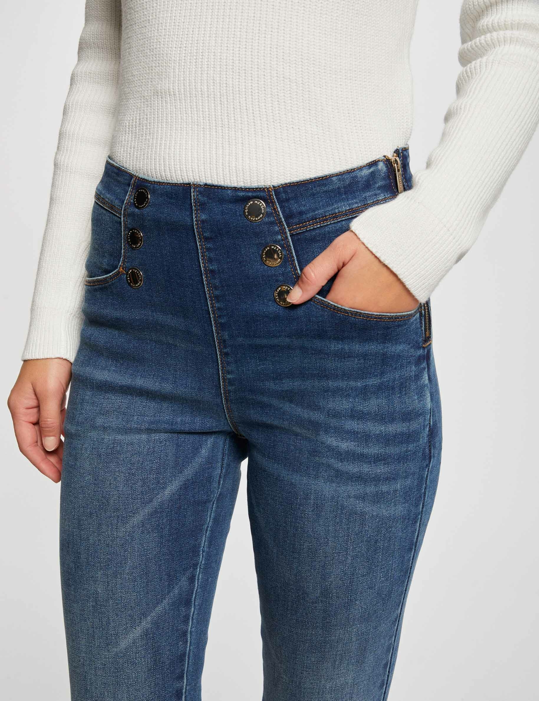 Skinny cropped jeans with buttons stone denim ladies'