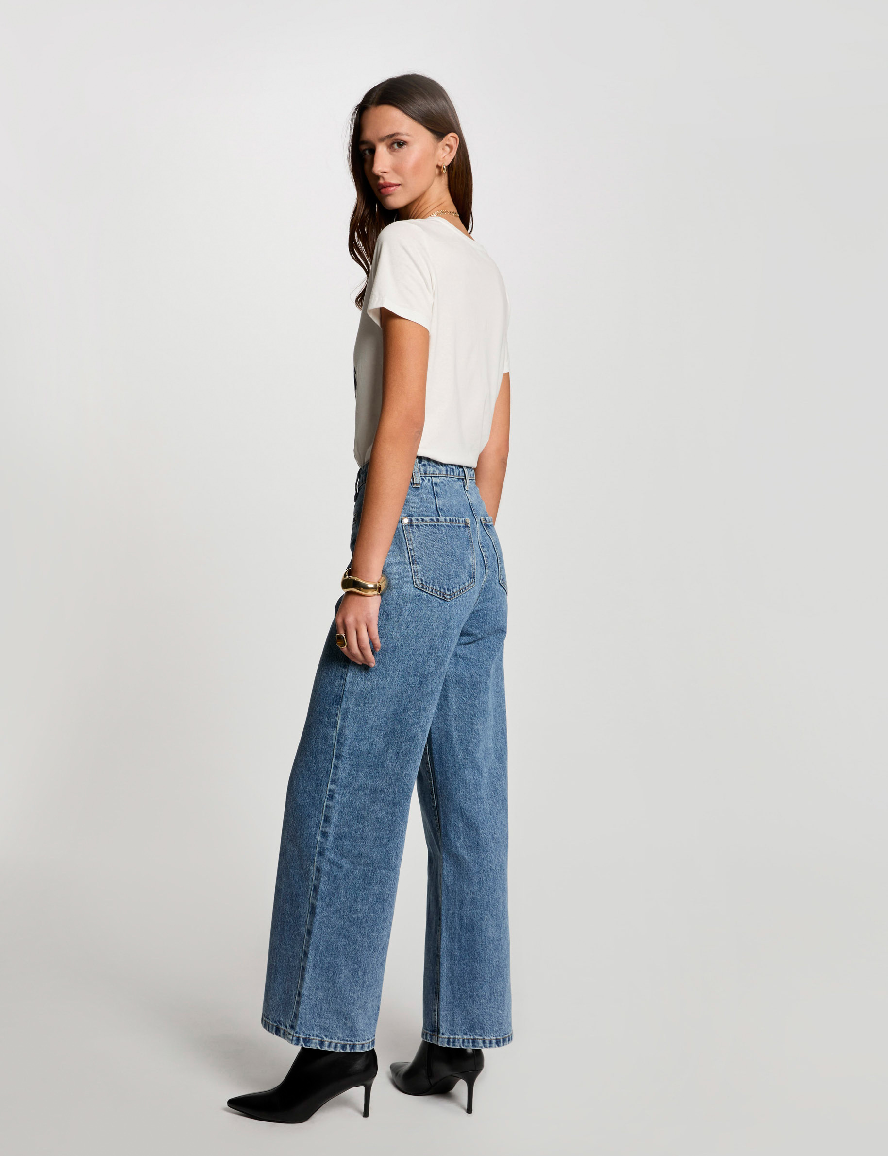 jeans jambe large denim double stone femme Jeans jambe large denim double stone femme