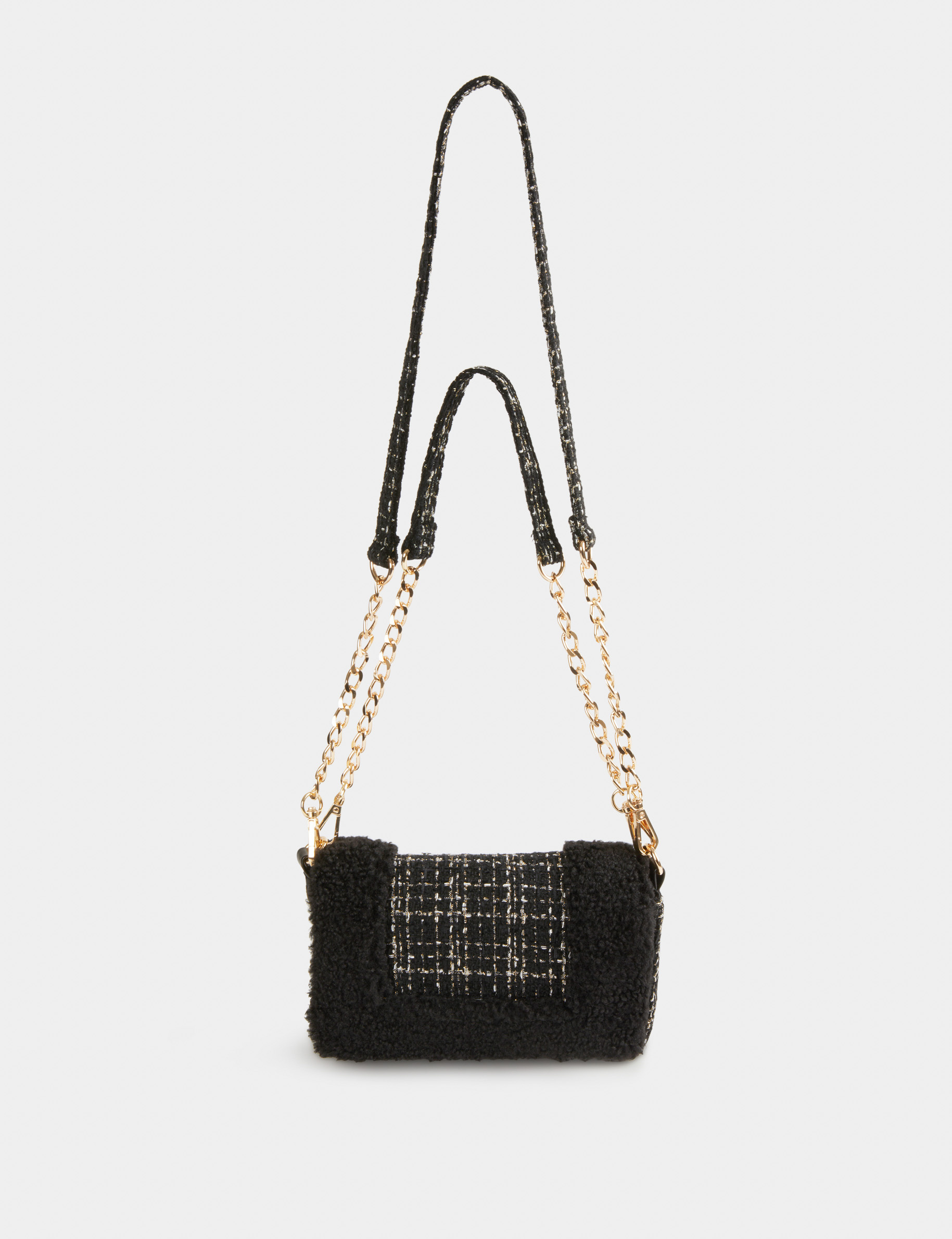 Clutch bag with faux fur details black ladies'