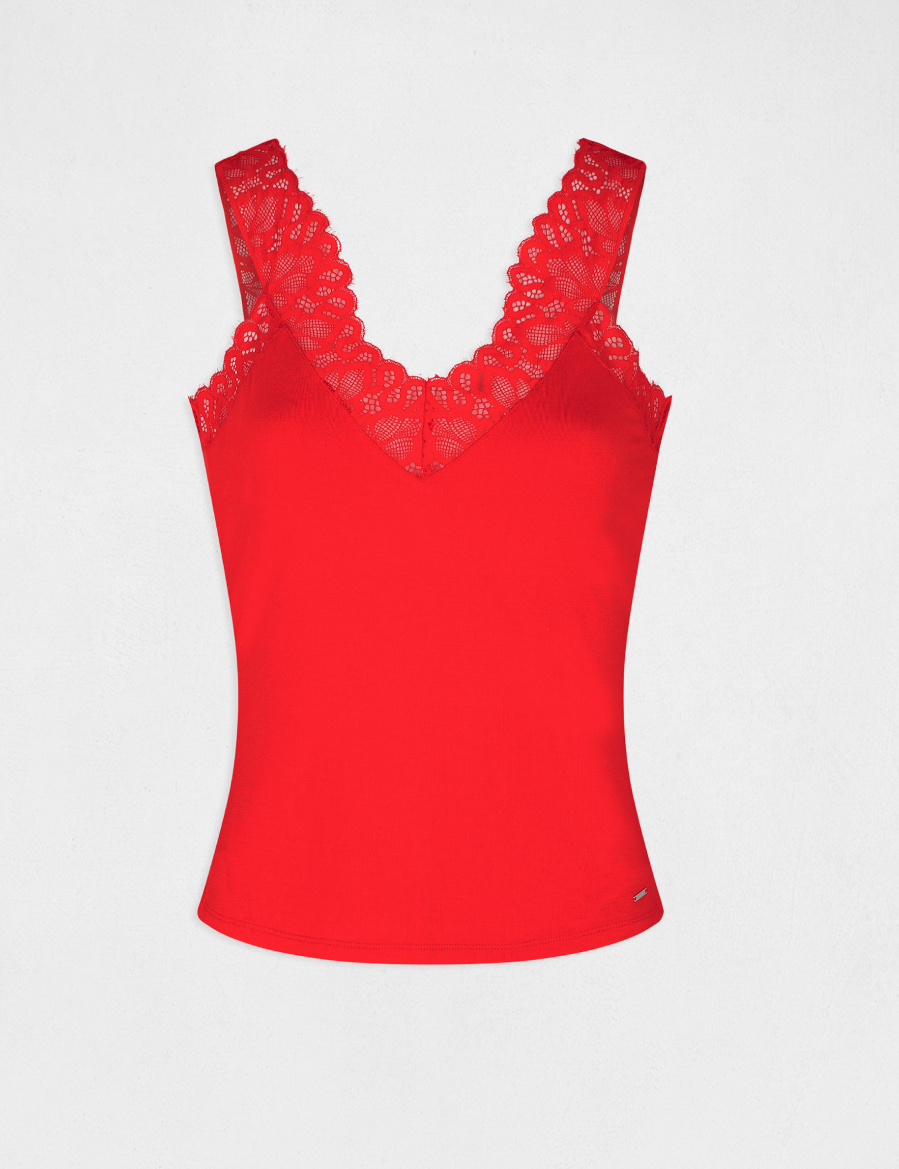 Vest top wide straps with lace red ladies'