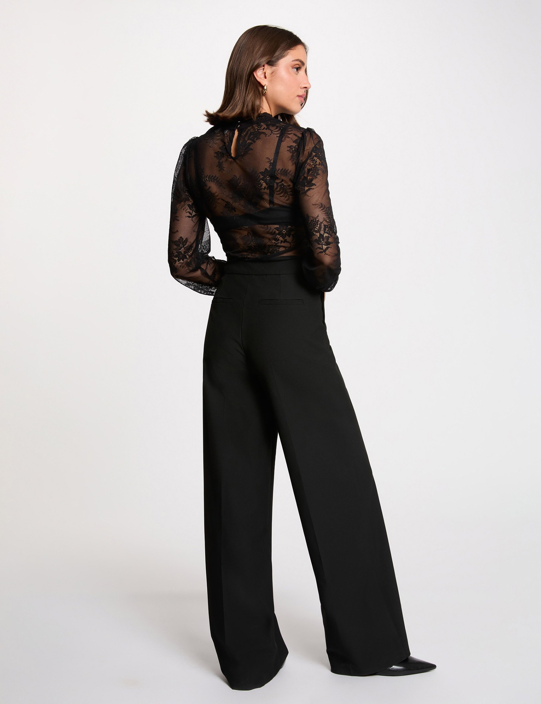 Lace bodysuit with long sleeves black women