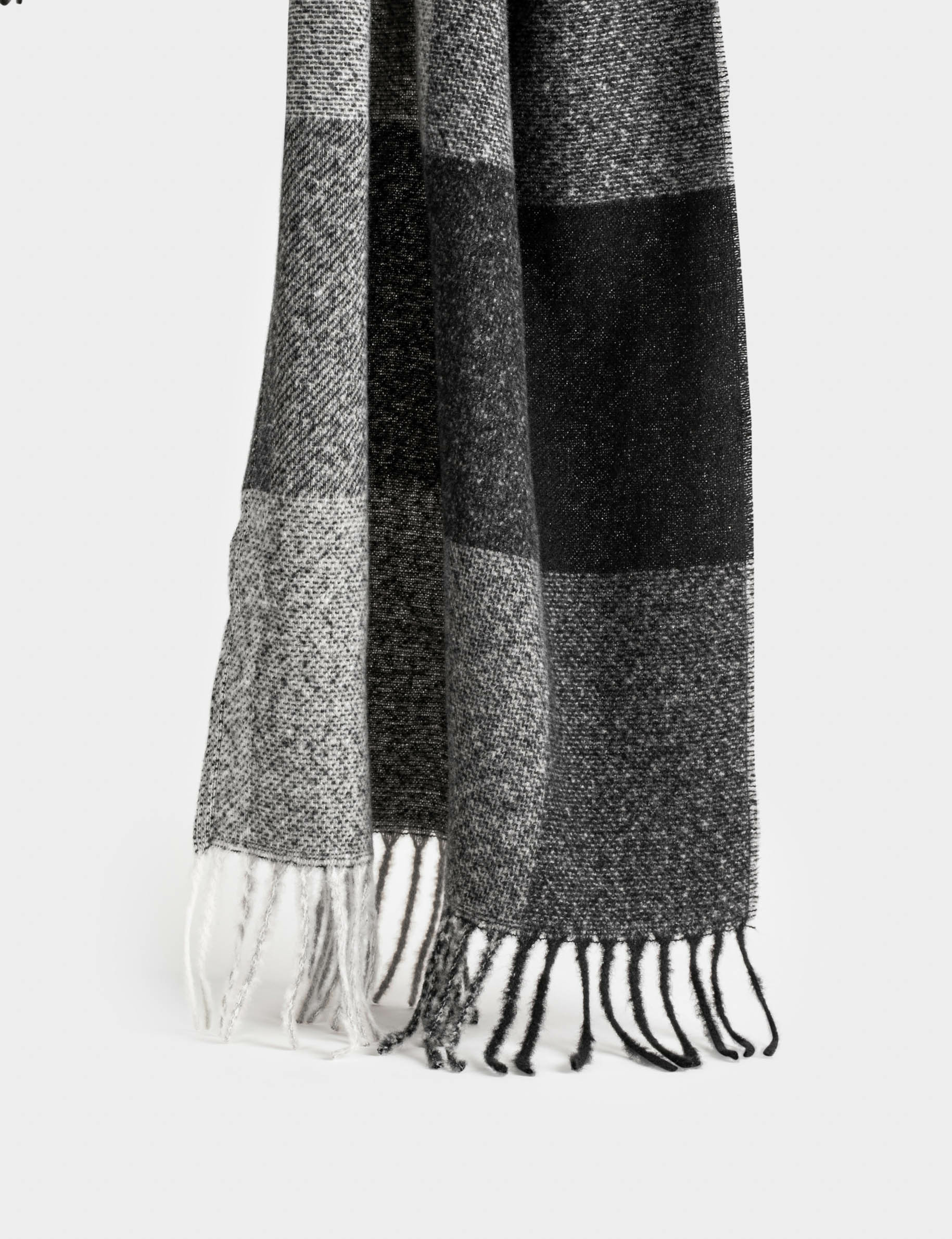 Scarf with check print mid-grey ladies'