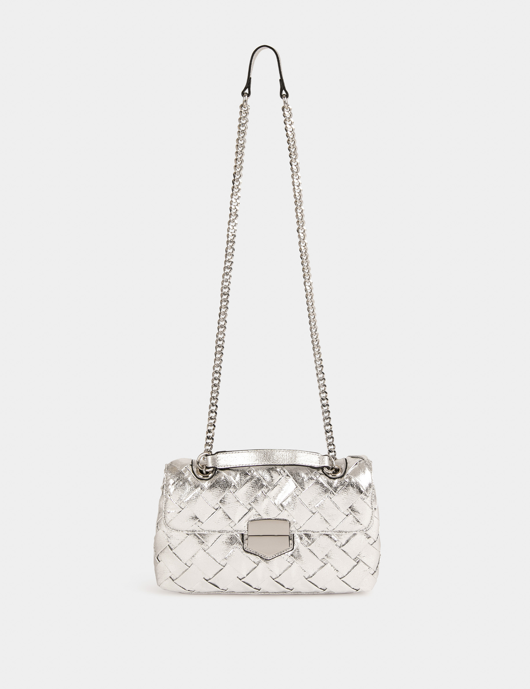 Quilted bag with chain strap silver ladies'