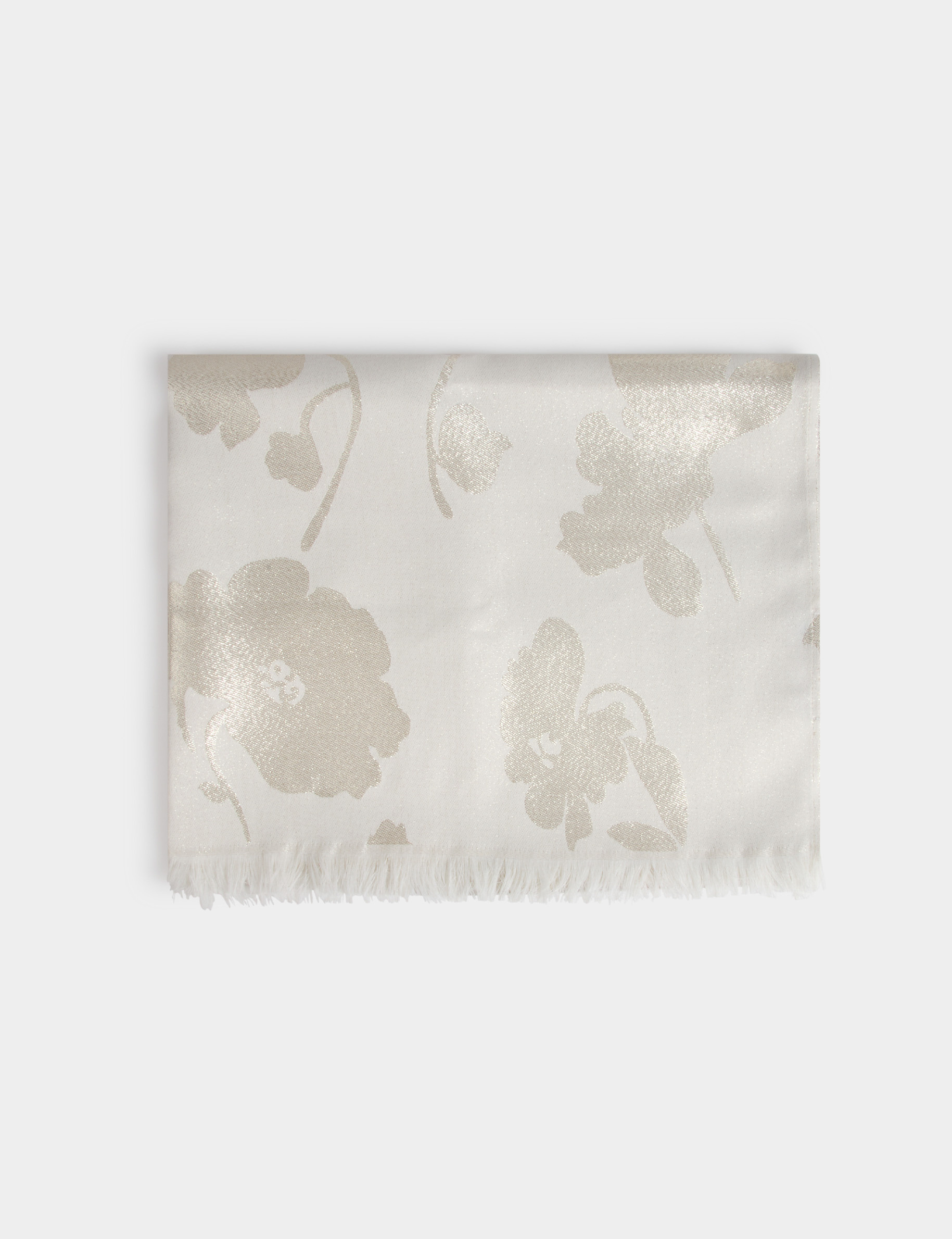 Metallic thread scarf ivory women