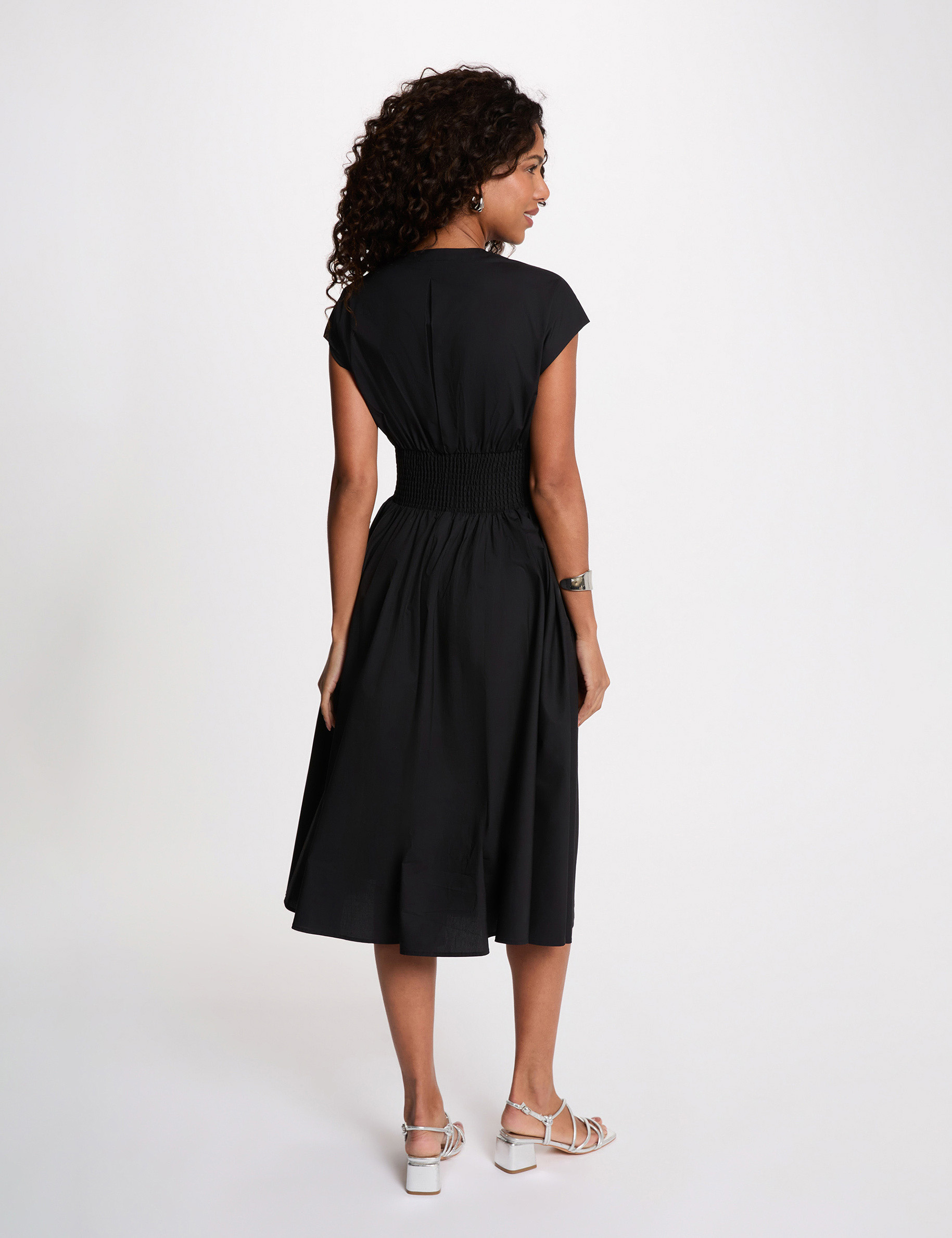 Mid-length dress with V-neck black women