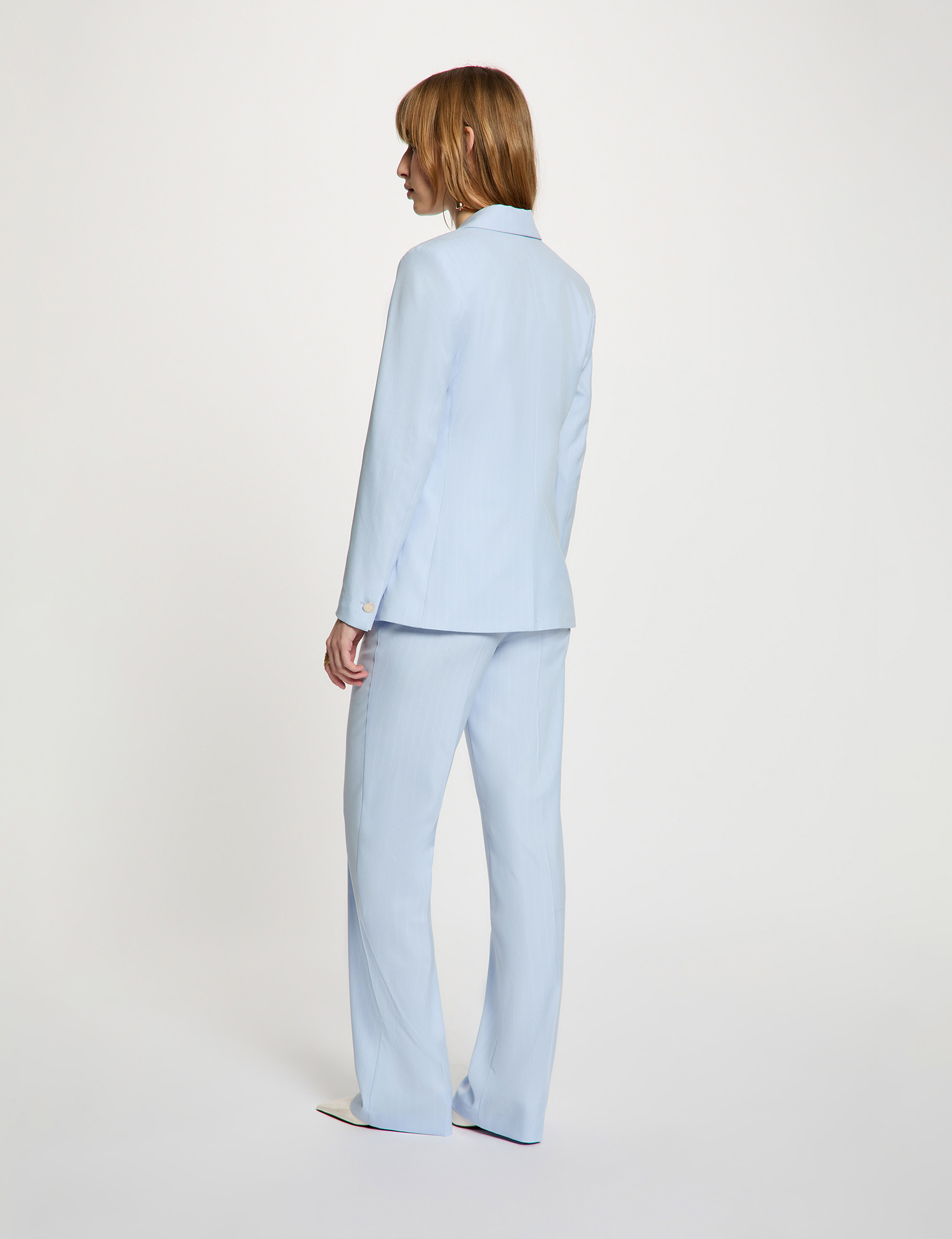 Fitted striped jacket sky blue women