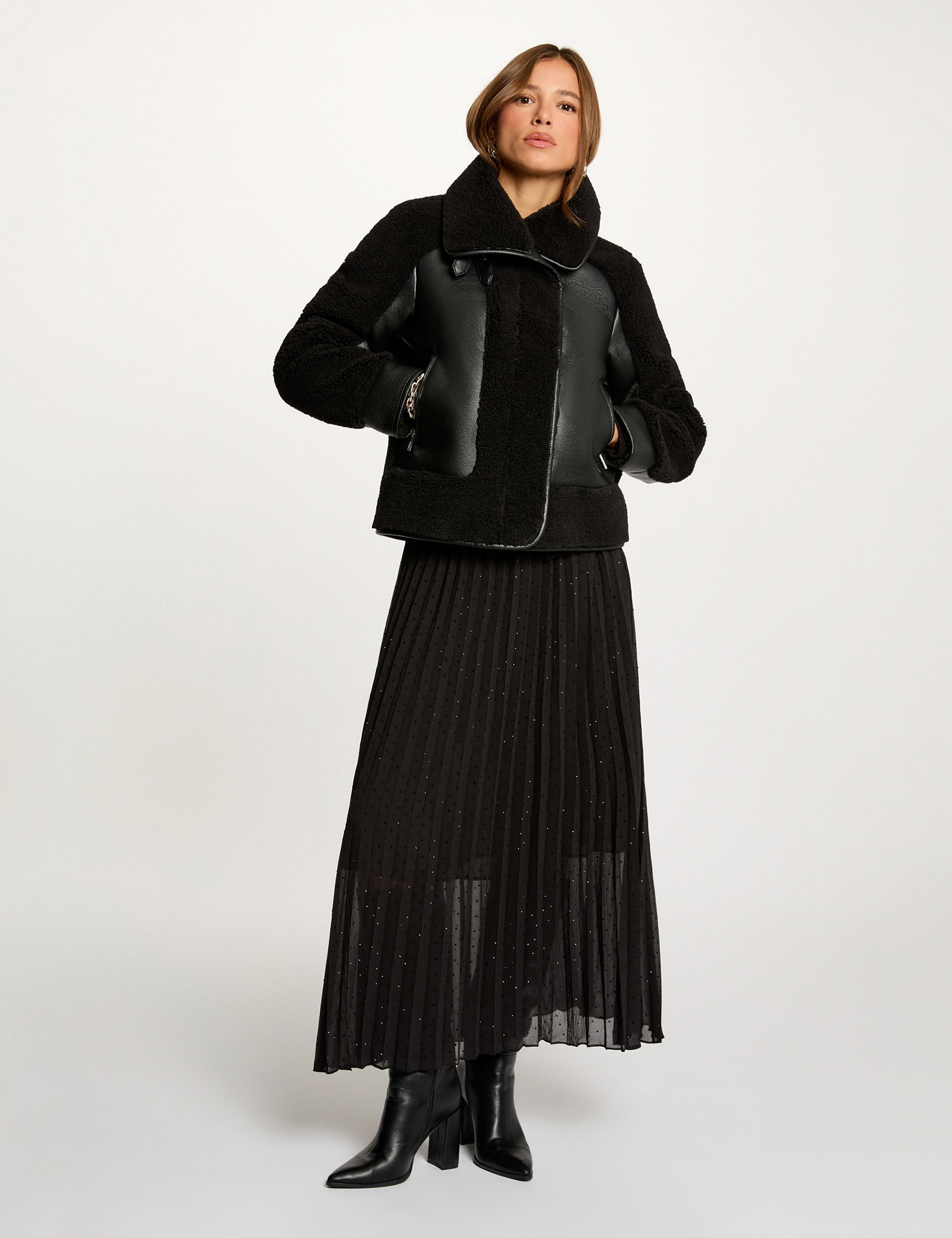 short coat with tailored collar black women Short coat with tailored collar black women