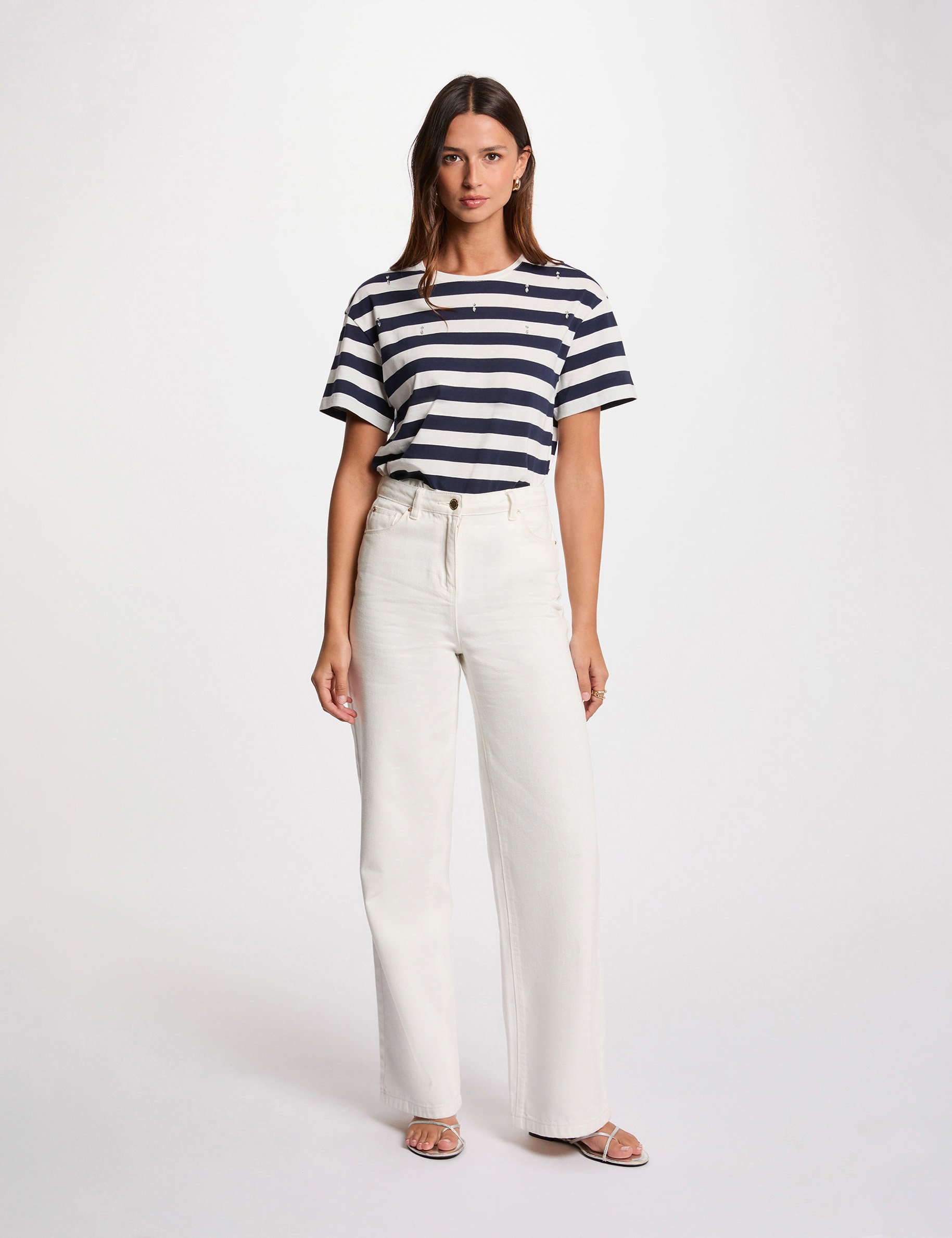 t shirt manches courtes raye blanc femme T-shirt manches courtes rayé blanc femme