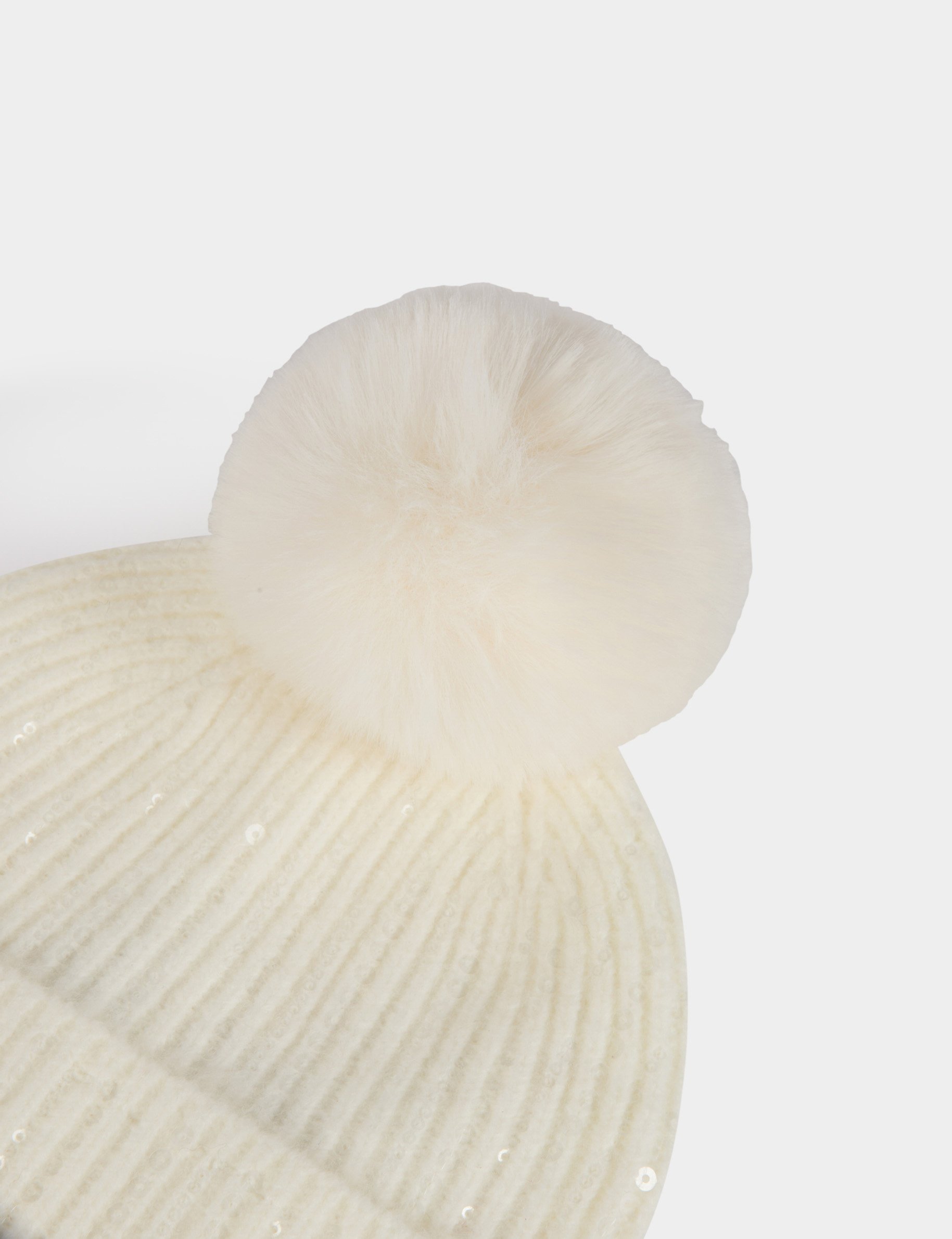 beanie pom pom and sequins ivory women Beanie pom-pom and sequins ivory women
