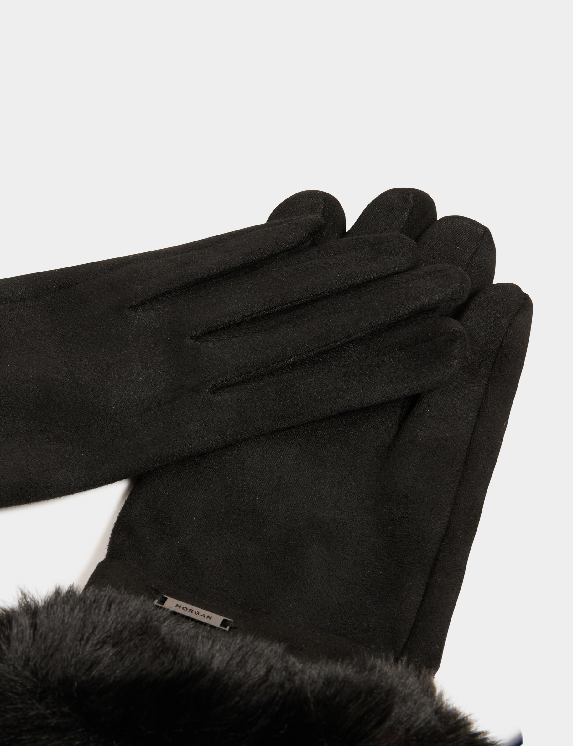 gloves faux fur details black women Gloves faux fur details black women