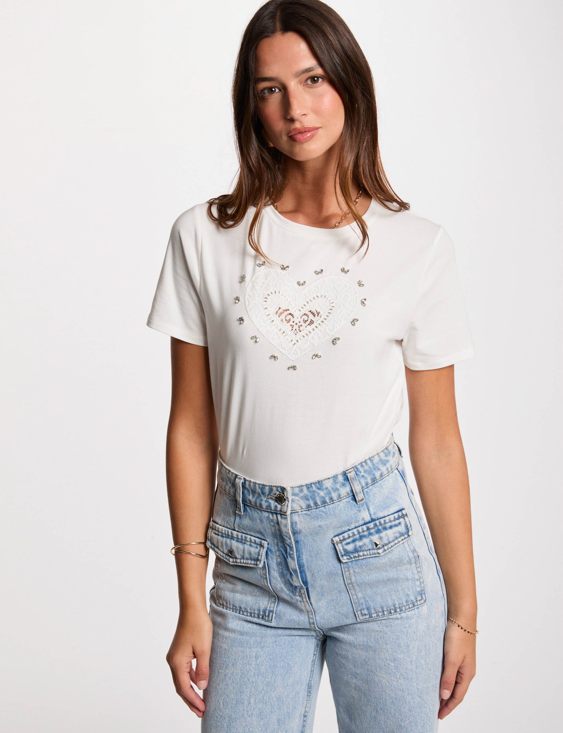 t shirt manches courtes blanc femme T-shirt manches courtes blanc femme