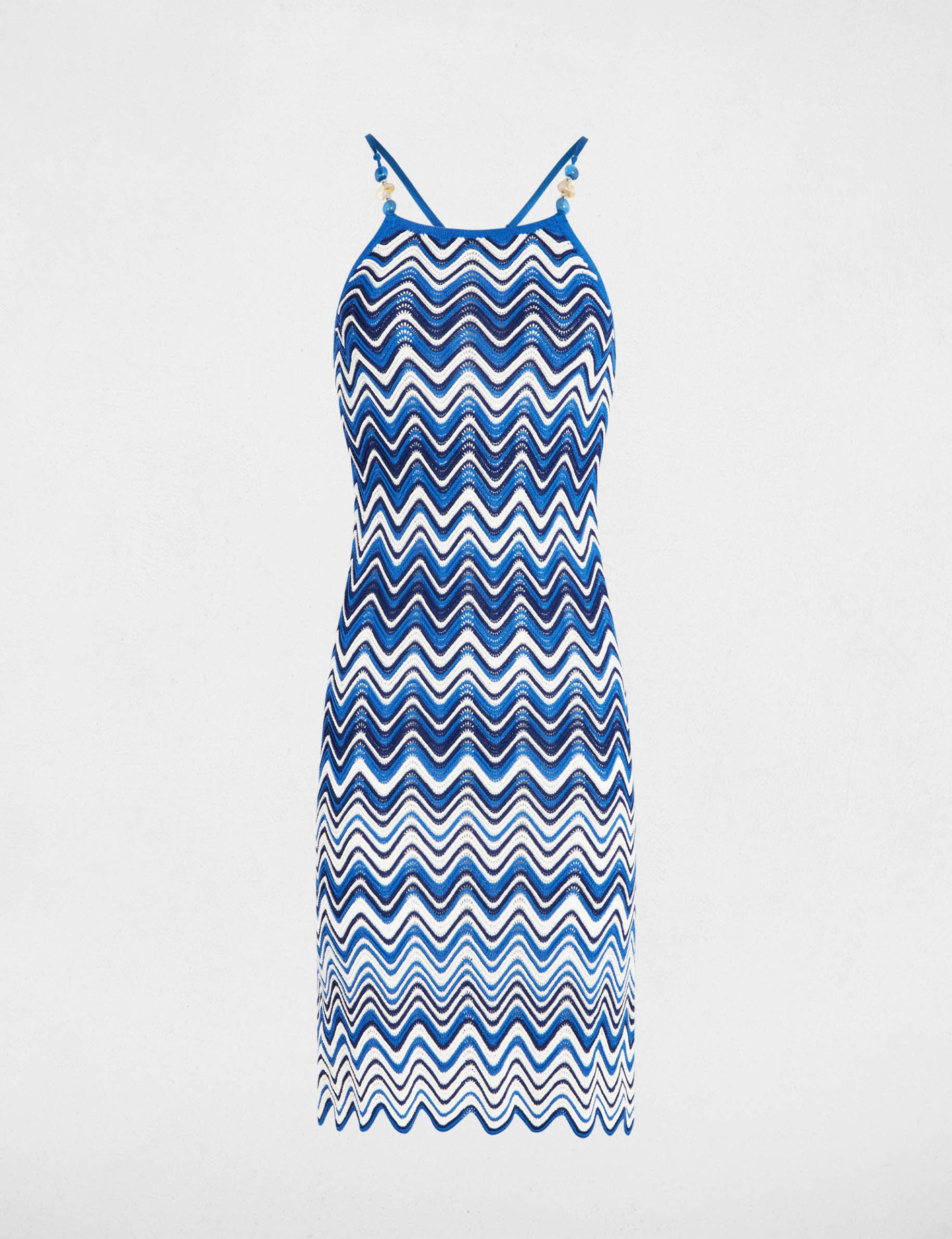 Straight knitted dress jewels electric blue women