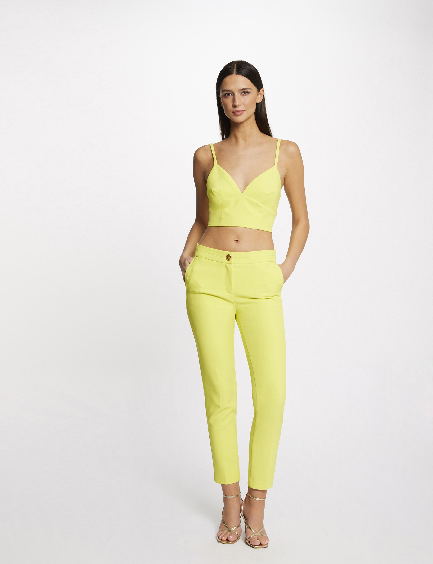 Yellow bustier sales crop top