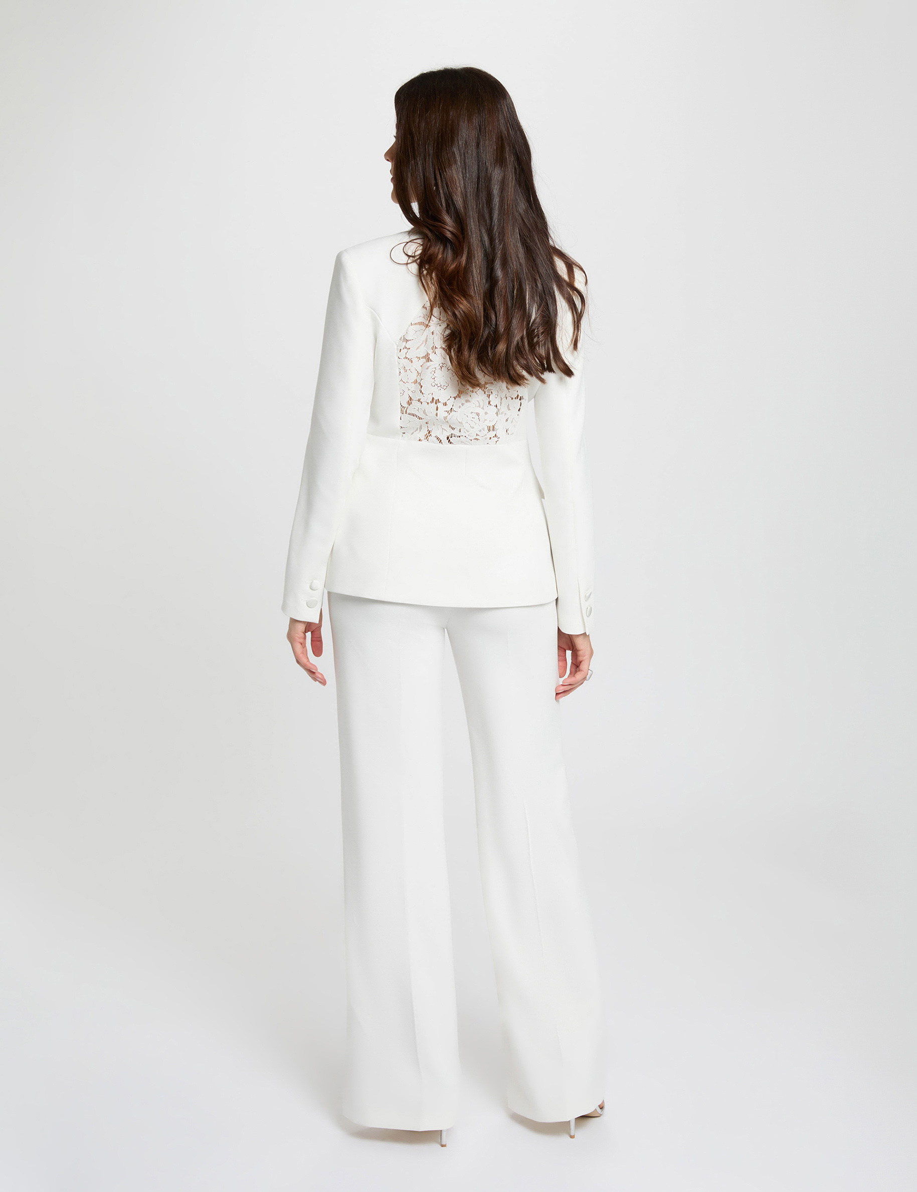 High-waisted wide-leg trousers white women