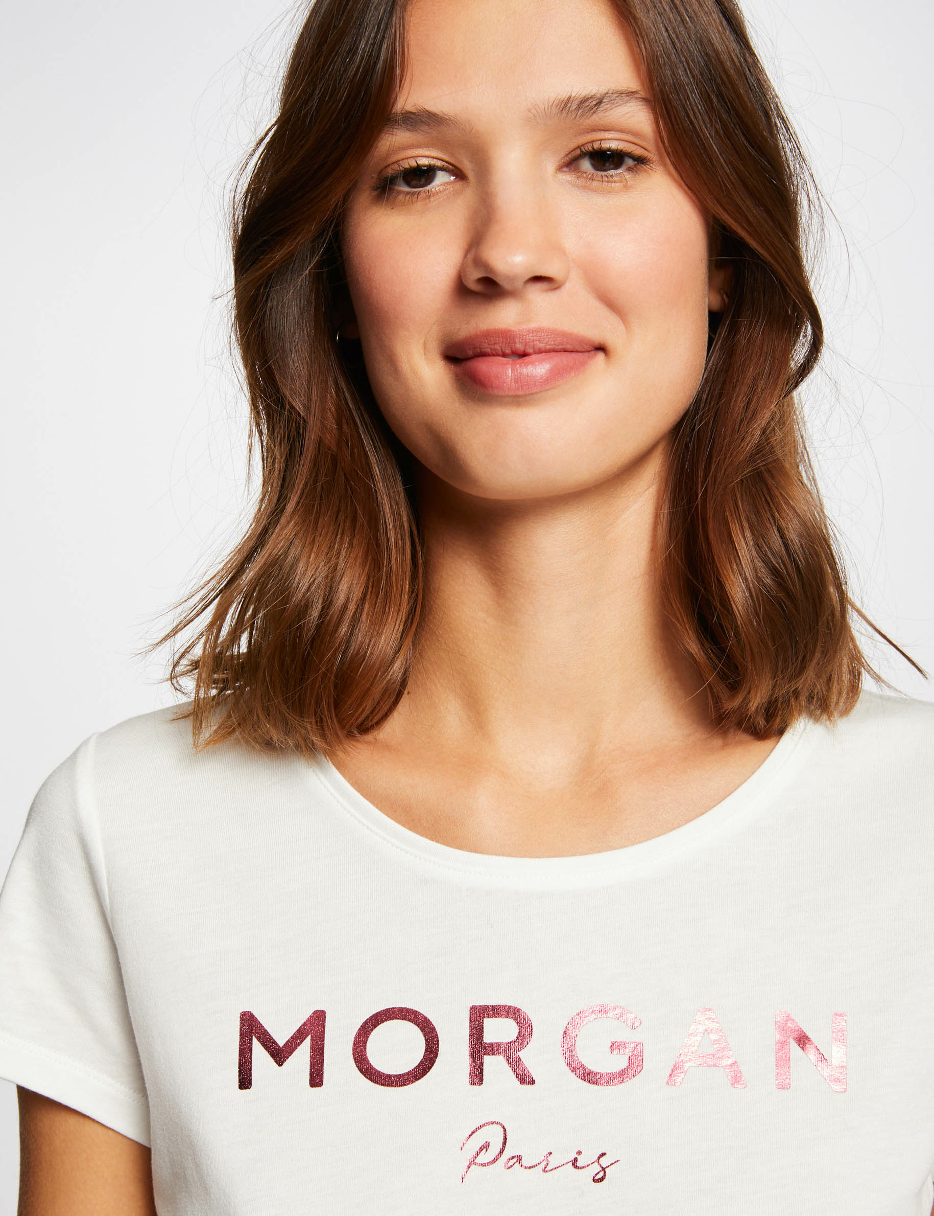 Short-sleeved t-shirt with message coral ladies' Short-sleeved t-shirt with message coral ladies'