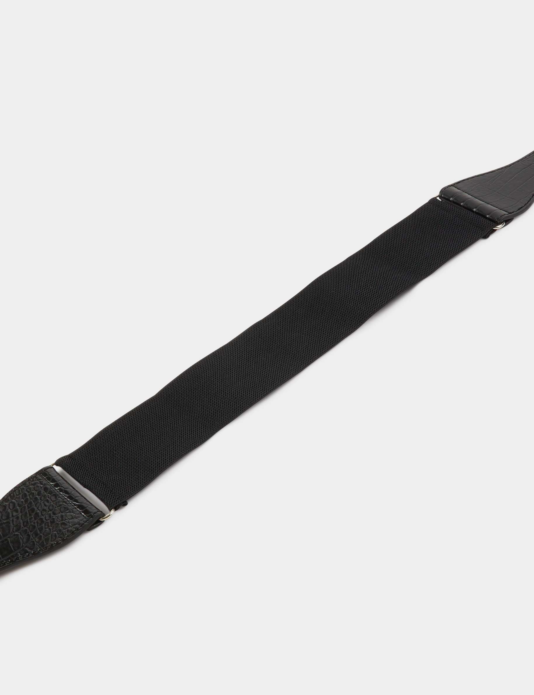 Elasticised belt with logo buckle black ladies'