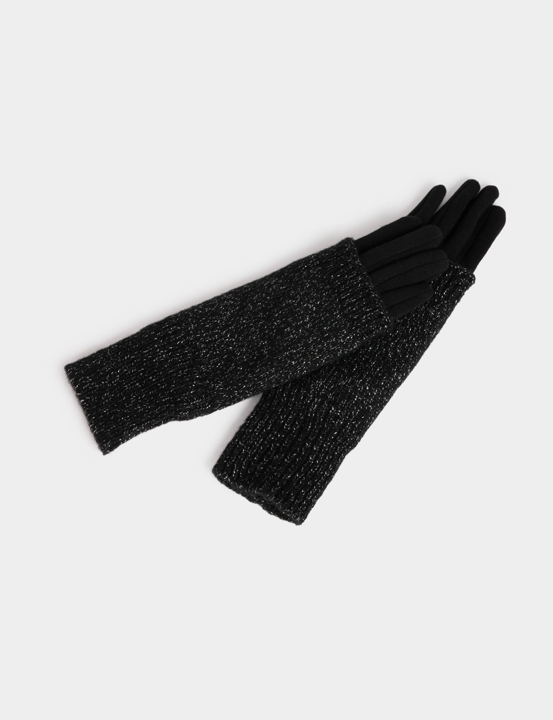 Metallic fingerless gloves black women
