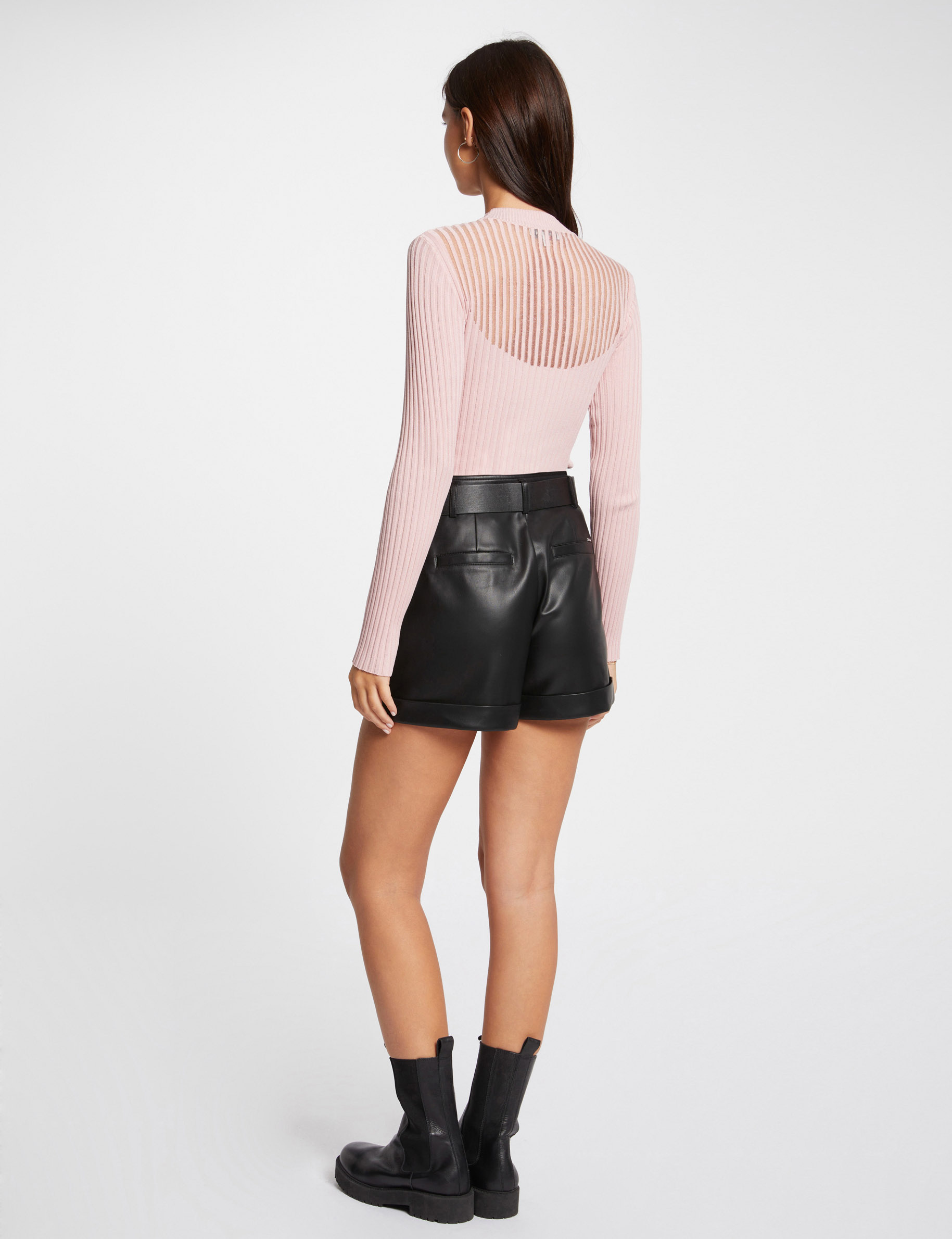 long sleeved jumper with high collar light pink women Long-sleeved jumper with high collar light pink women