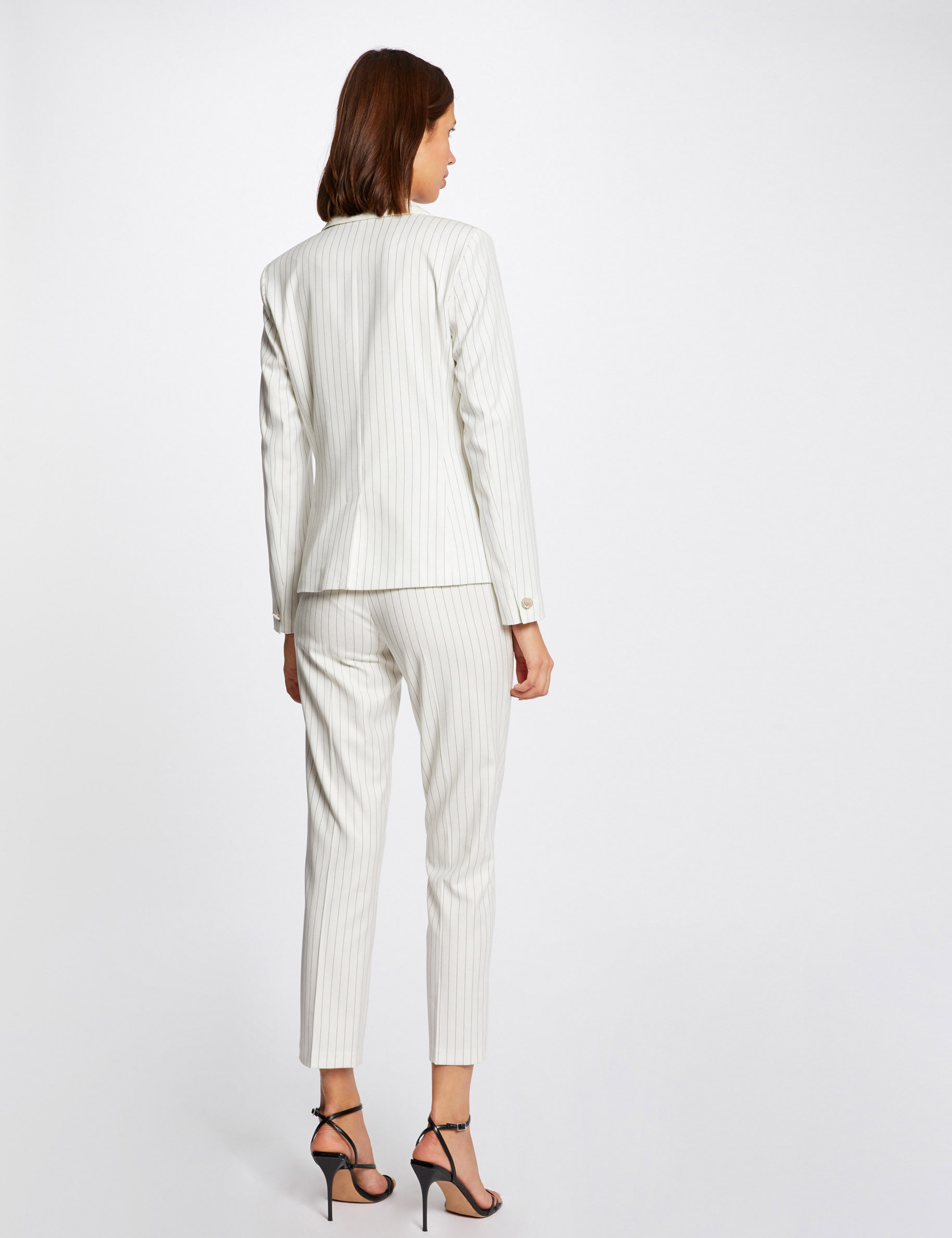 Straight city jacket with stripes ecru ladies' Straight city jacket with stripes ecru ladies'