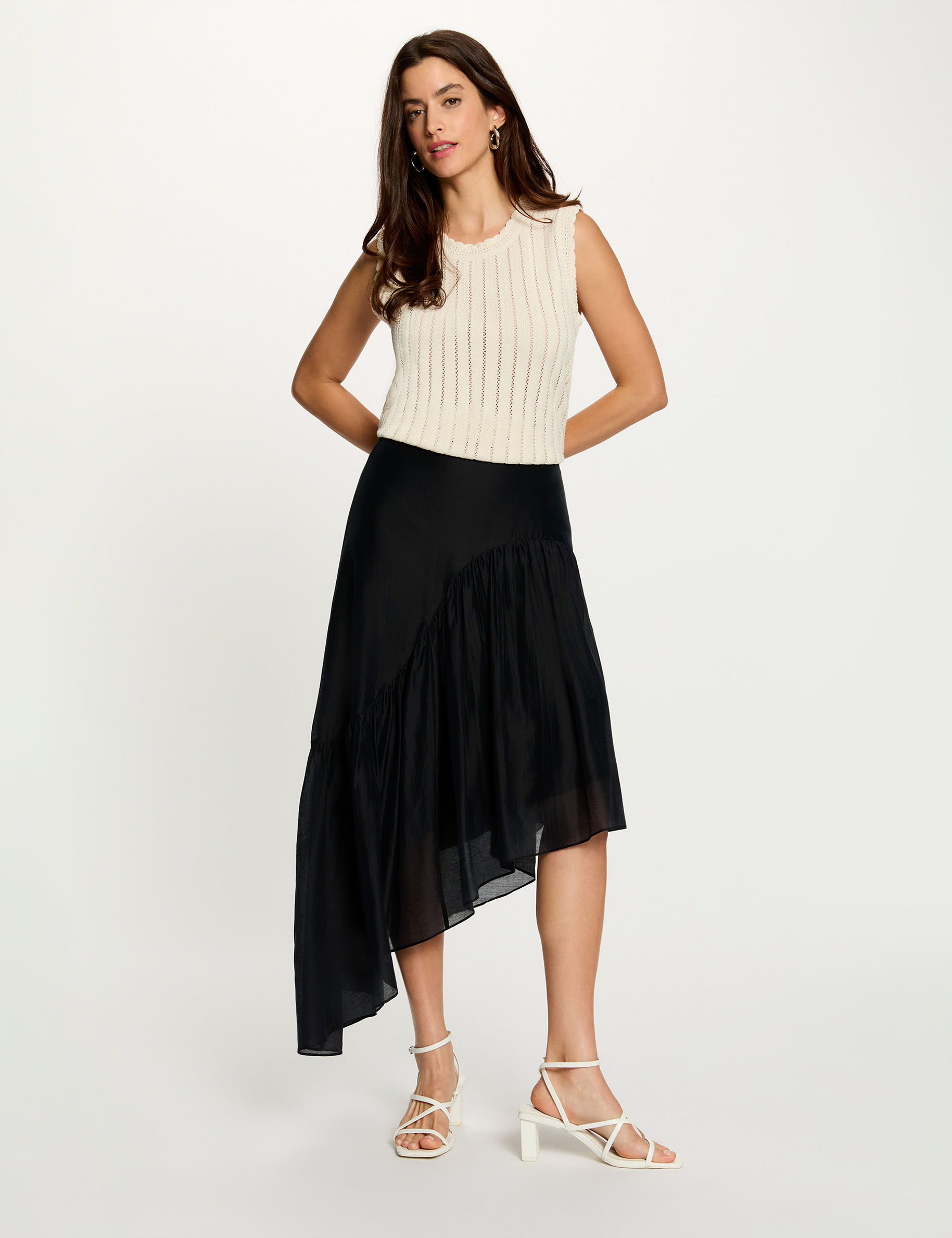 Sleeveless ribbed top cream women