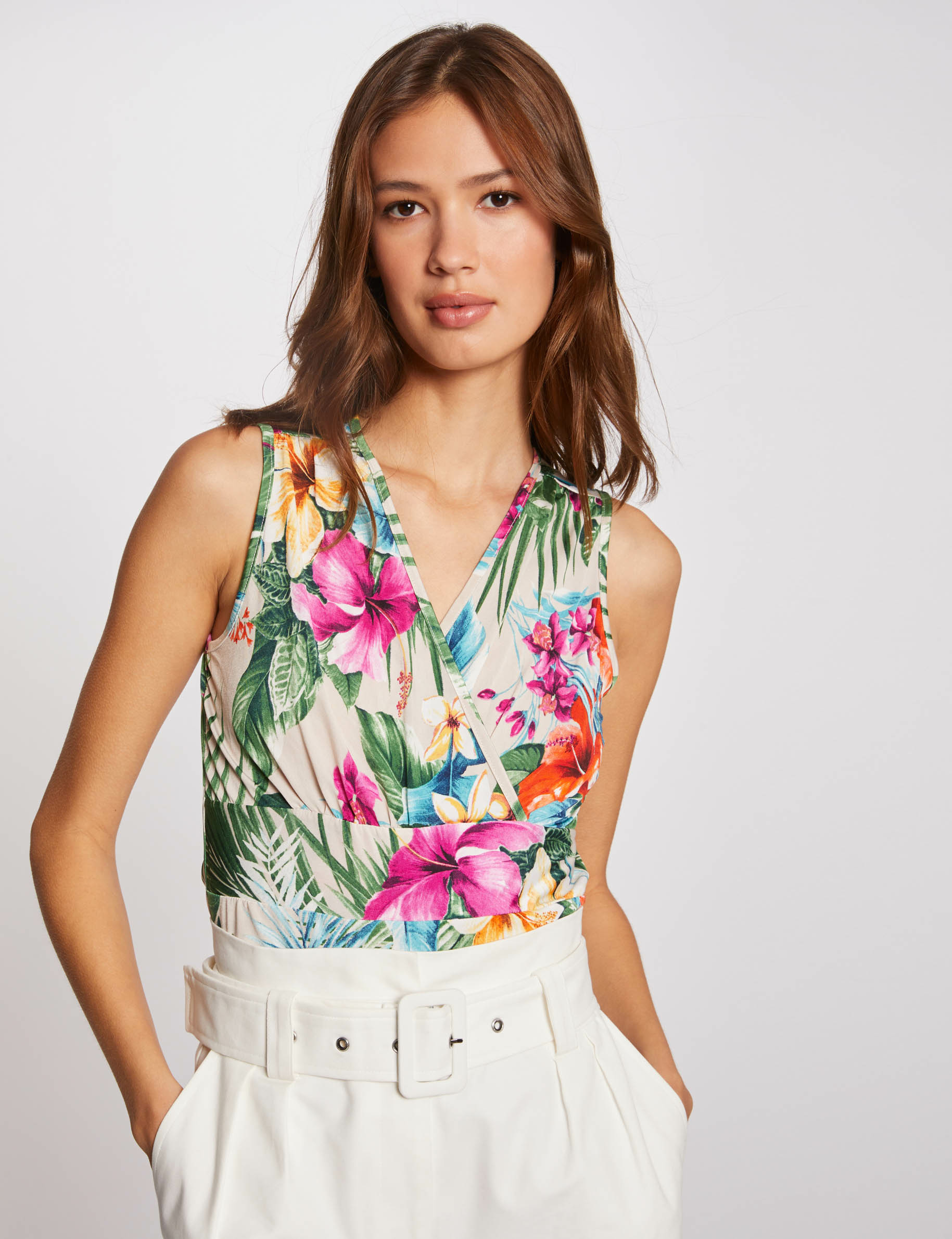 printed vest top with wide straps multicolored women Printed vest top with wide straps multicolored women