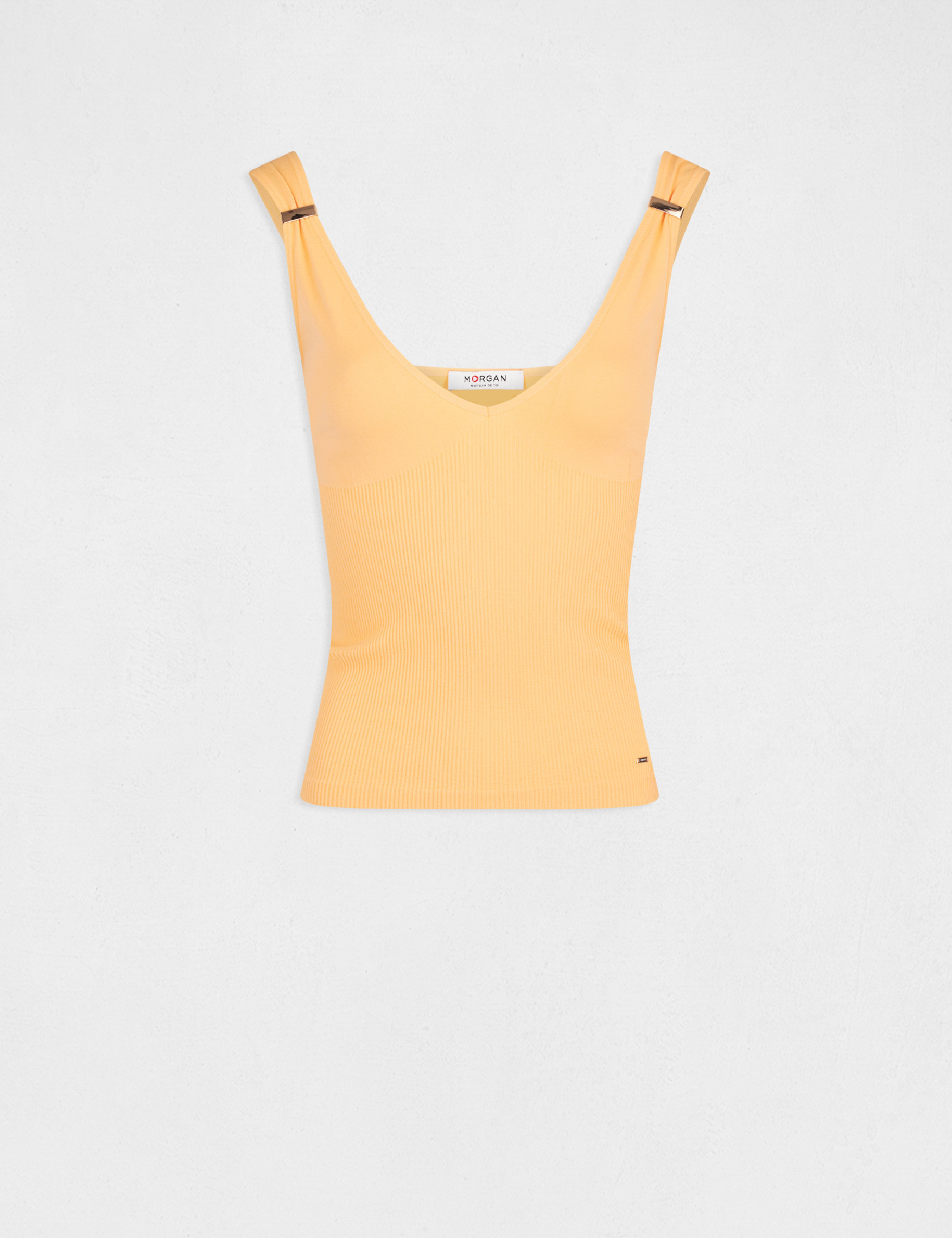 Vest top with wide straps and ornaments orange ladies'