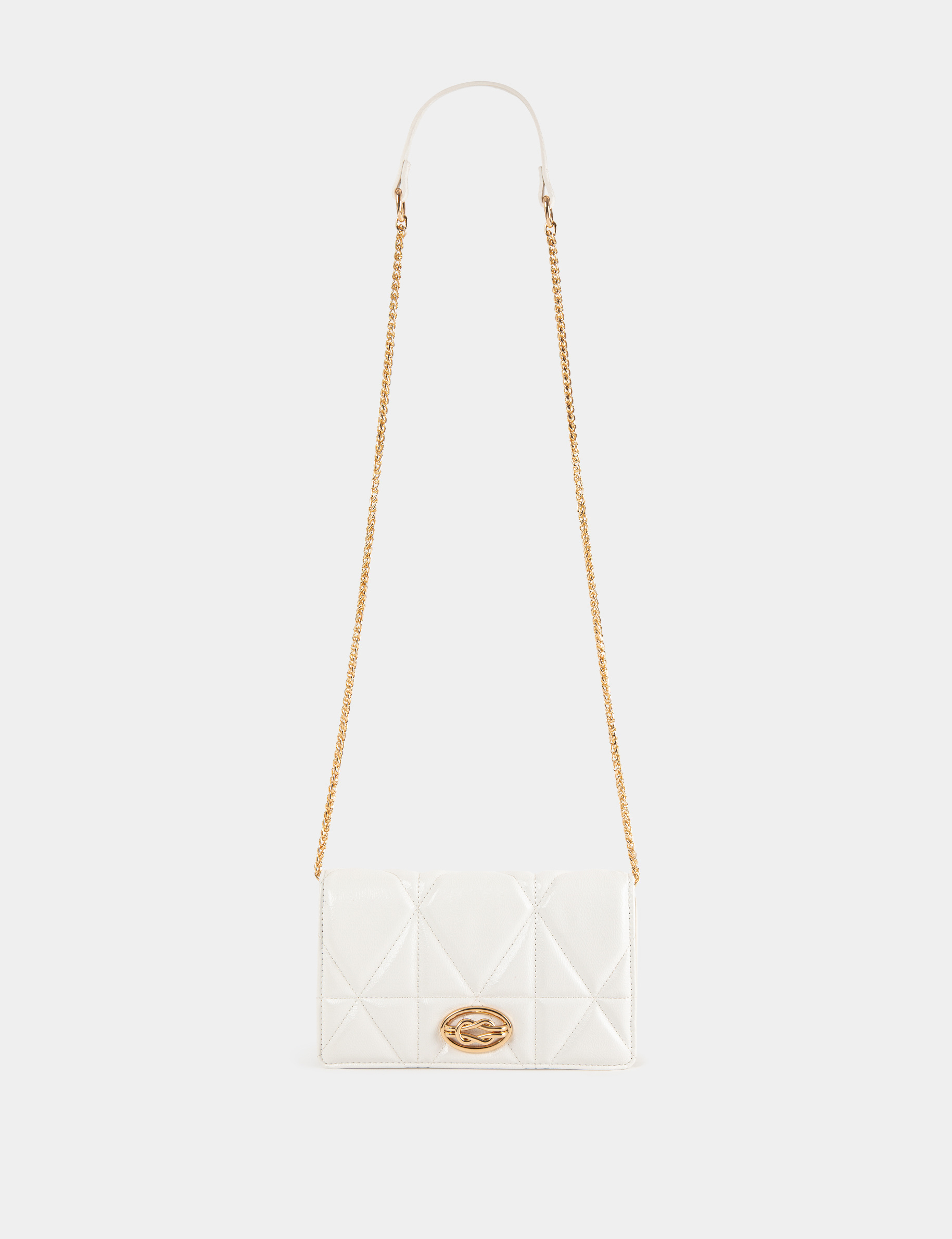 Quilted clutch bag with strap white ladies'